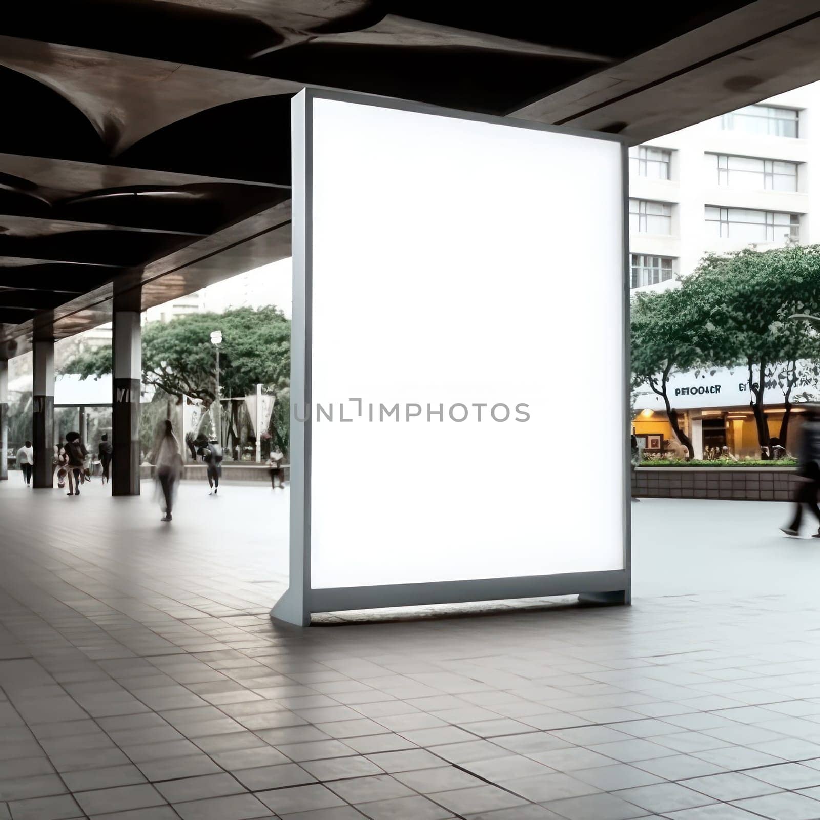 Blank billboard indoors outdoors, Generative AI by nijieimu