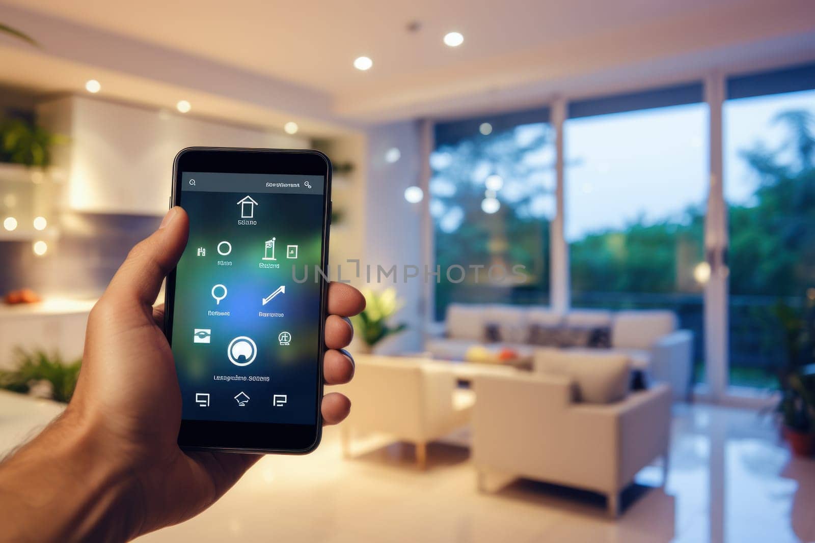 A person controlling smart home devices, Smart home management system using augmented reality.