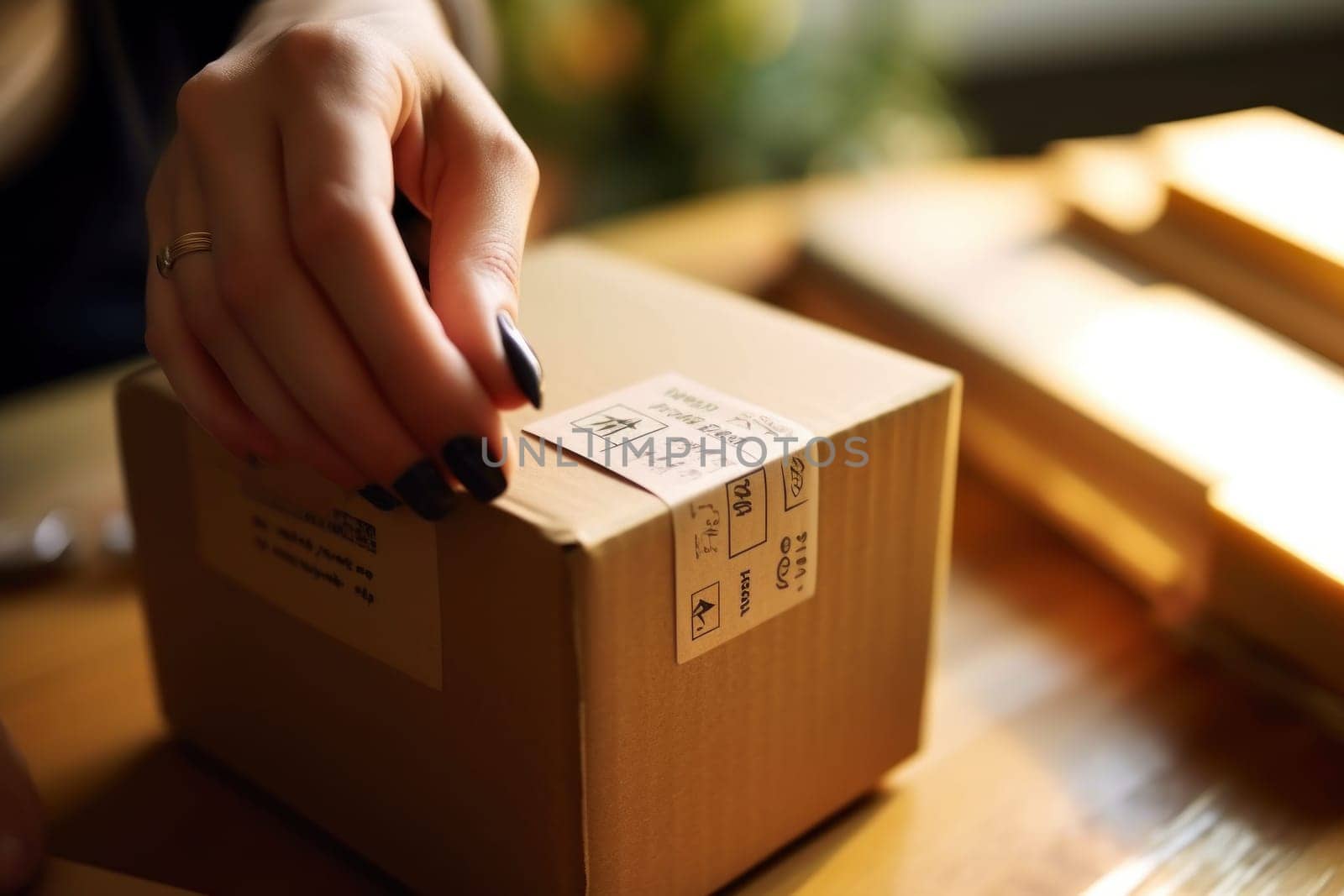 using stickers to label packages for shipping, Warehouse Documents Checklist, Drop shipping company, Generative AI.