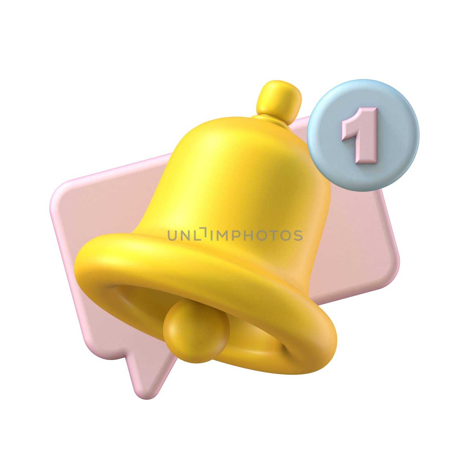 Notification bell with speech bubble 3D rendering illustration isolated on white background