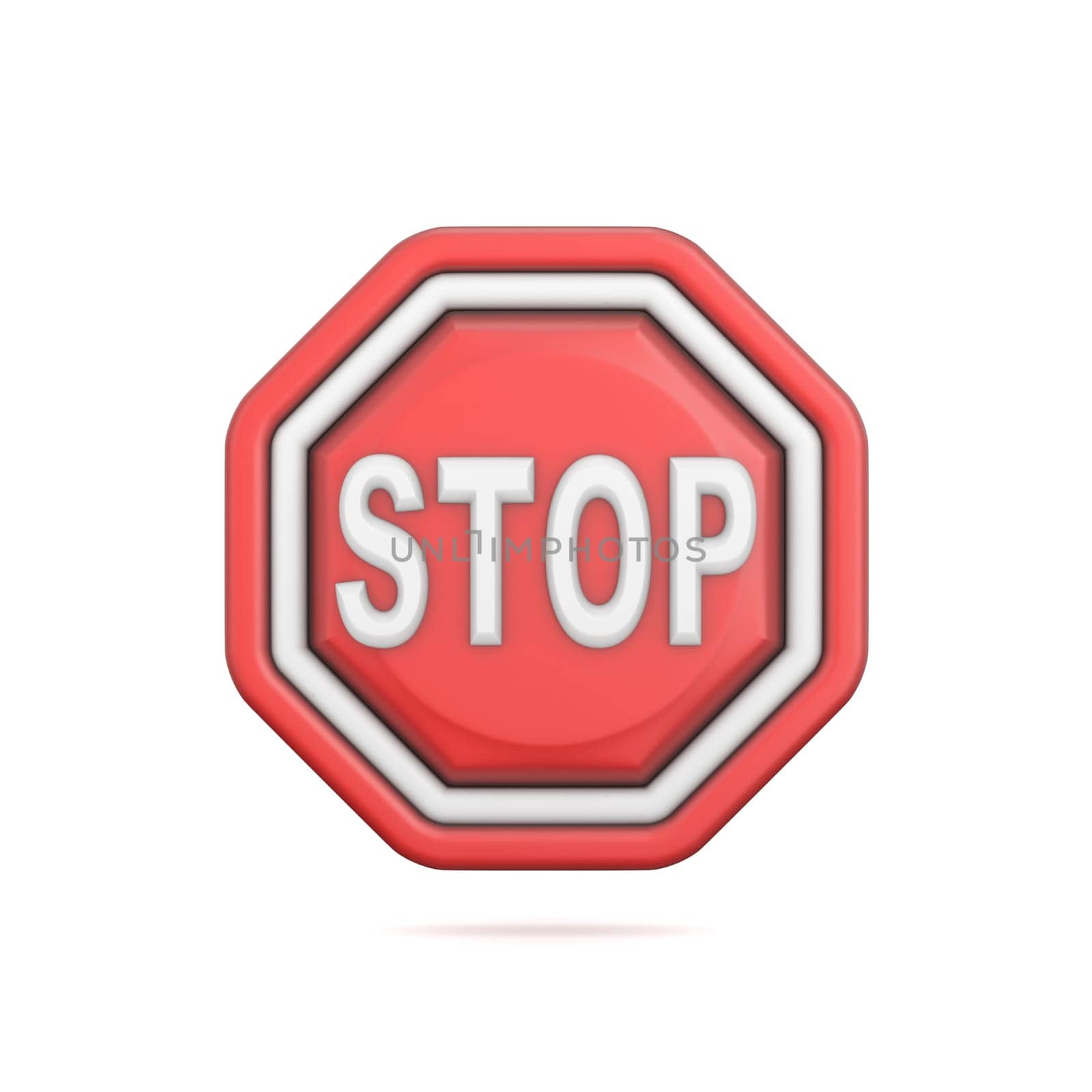 Traffic sign Stop sign 3D rendering illustration isolated on white background