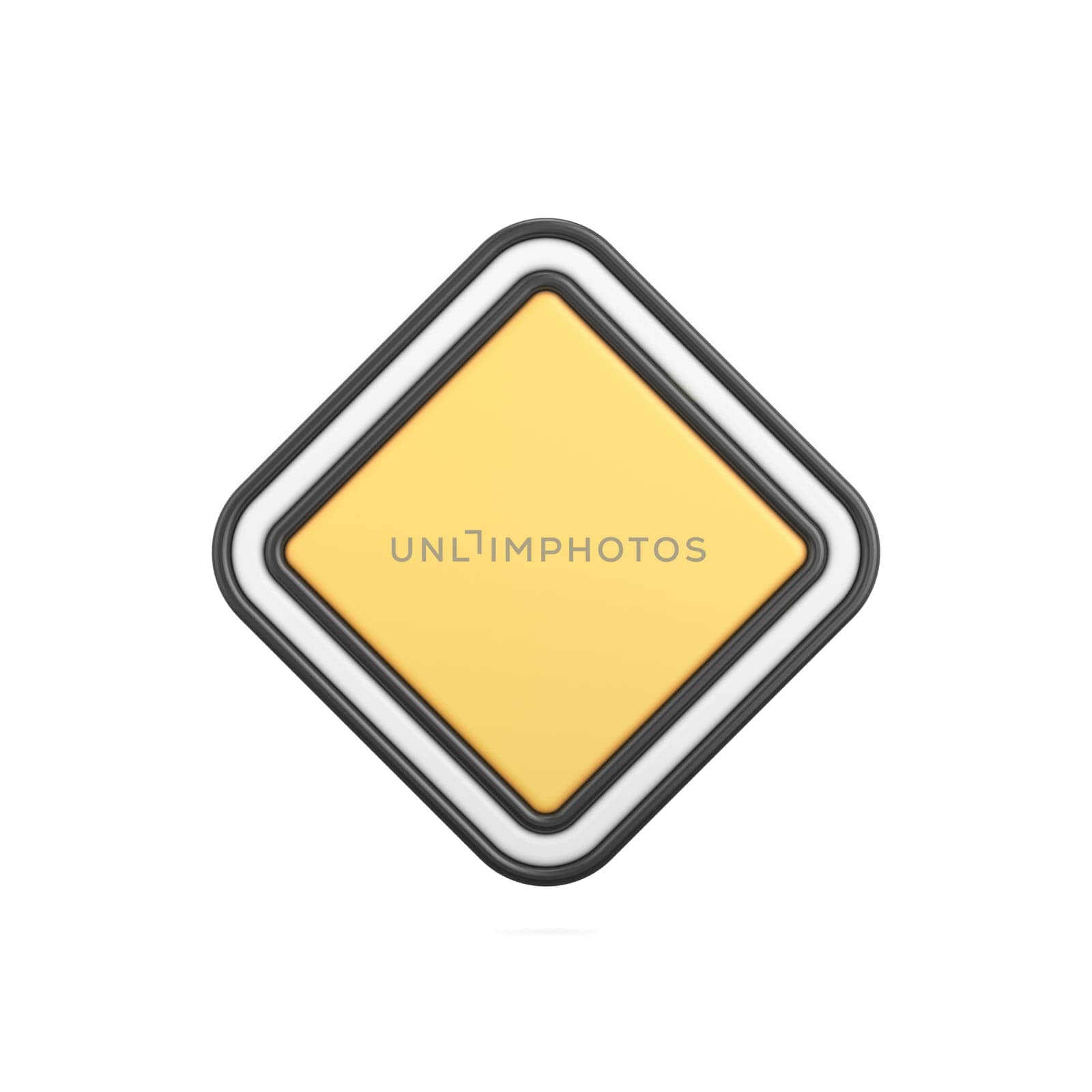 Traffic sign Priority road sign 3D rendering illustration isolated on white background