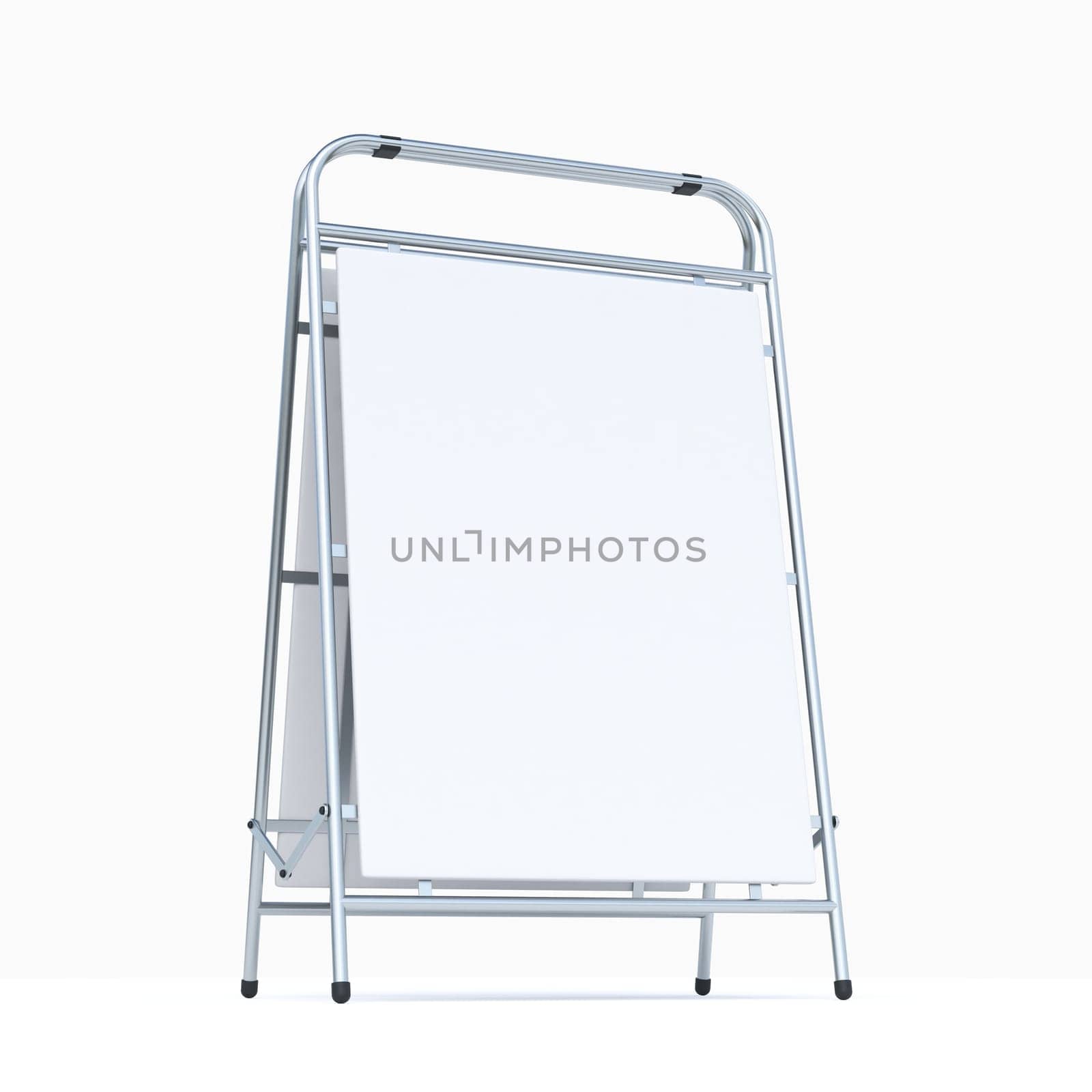 White blank advertising stand 3D rendering illustration isolated on white background