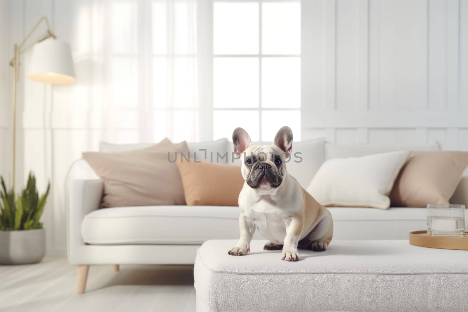 Photo of Dog in Modern living room interior.