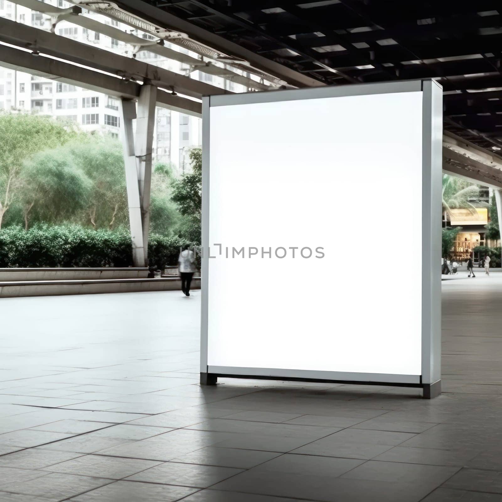 Blank billboard indoors outdoors, Generative AI by nijieimu