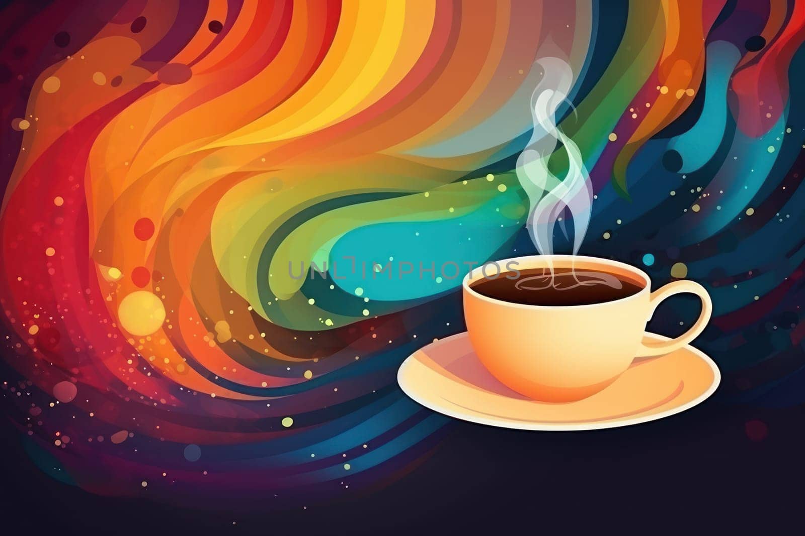 Cup of coffee poster design abstract background.