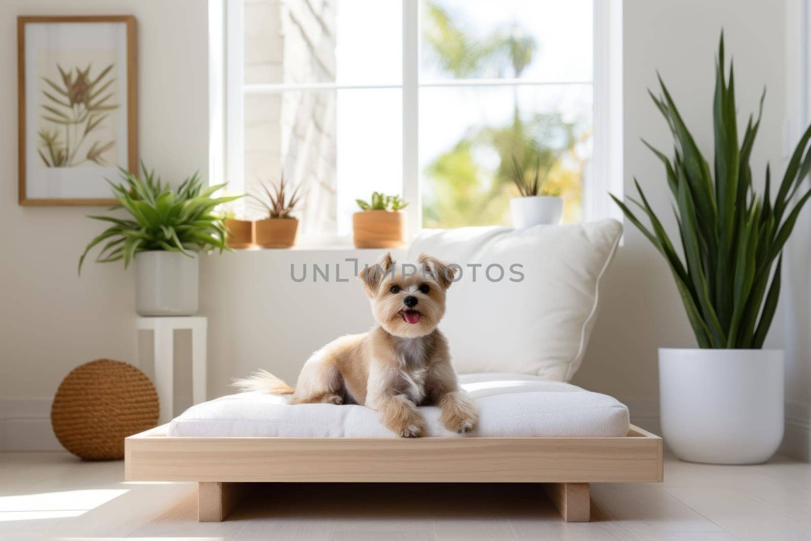 Photo of Dog in Modern living room interior.