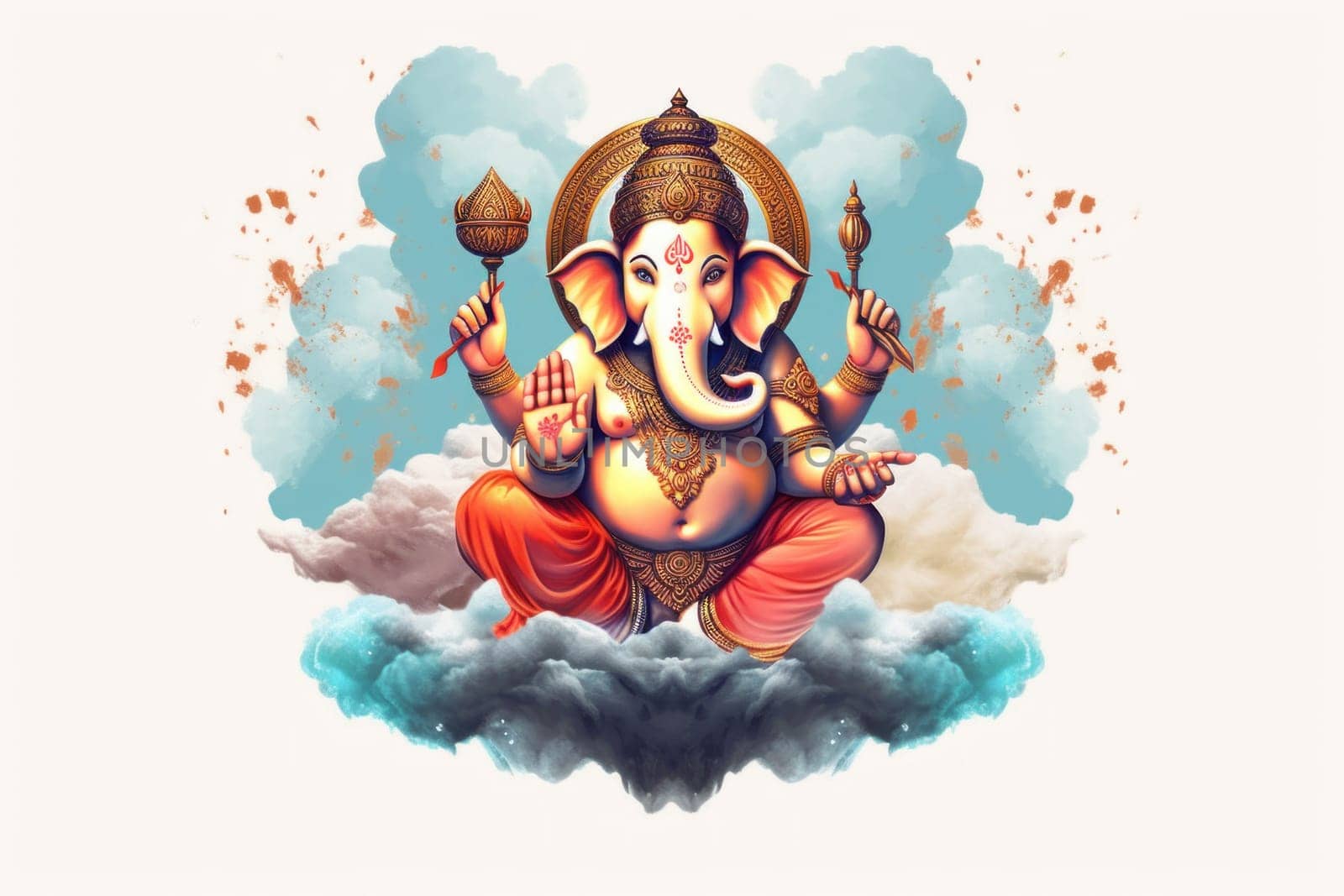 Illustration of Ganesh Chaturthi, the Hindu god Ganesha.