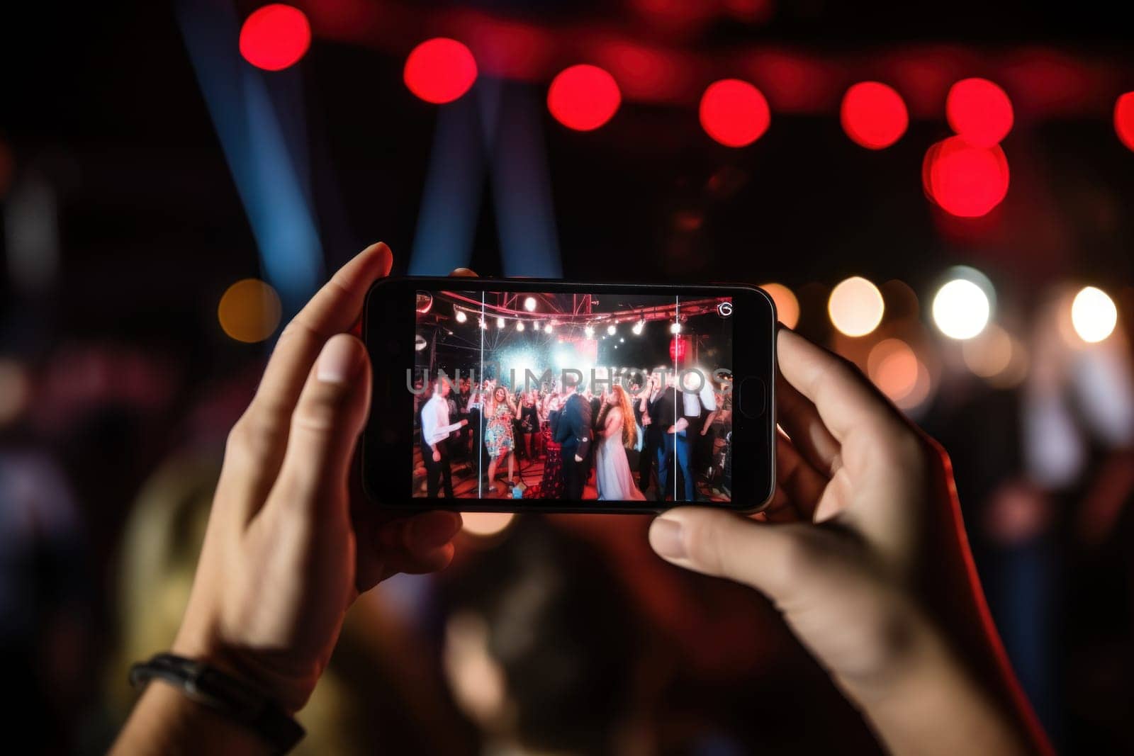 Friends live streaming a special event on social media, vlogger doing video live streaming.