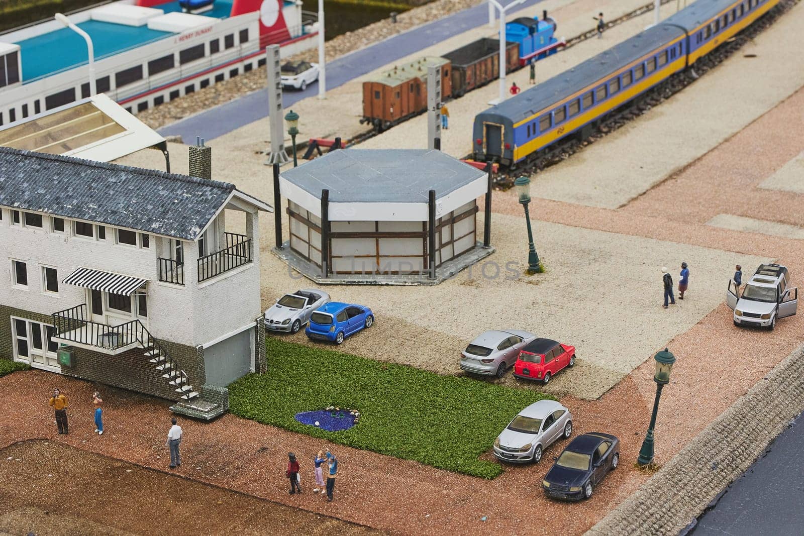 The Hague, Netherlands, August 30, 2023: Miniature railway station in Madurodam Park