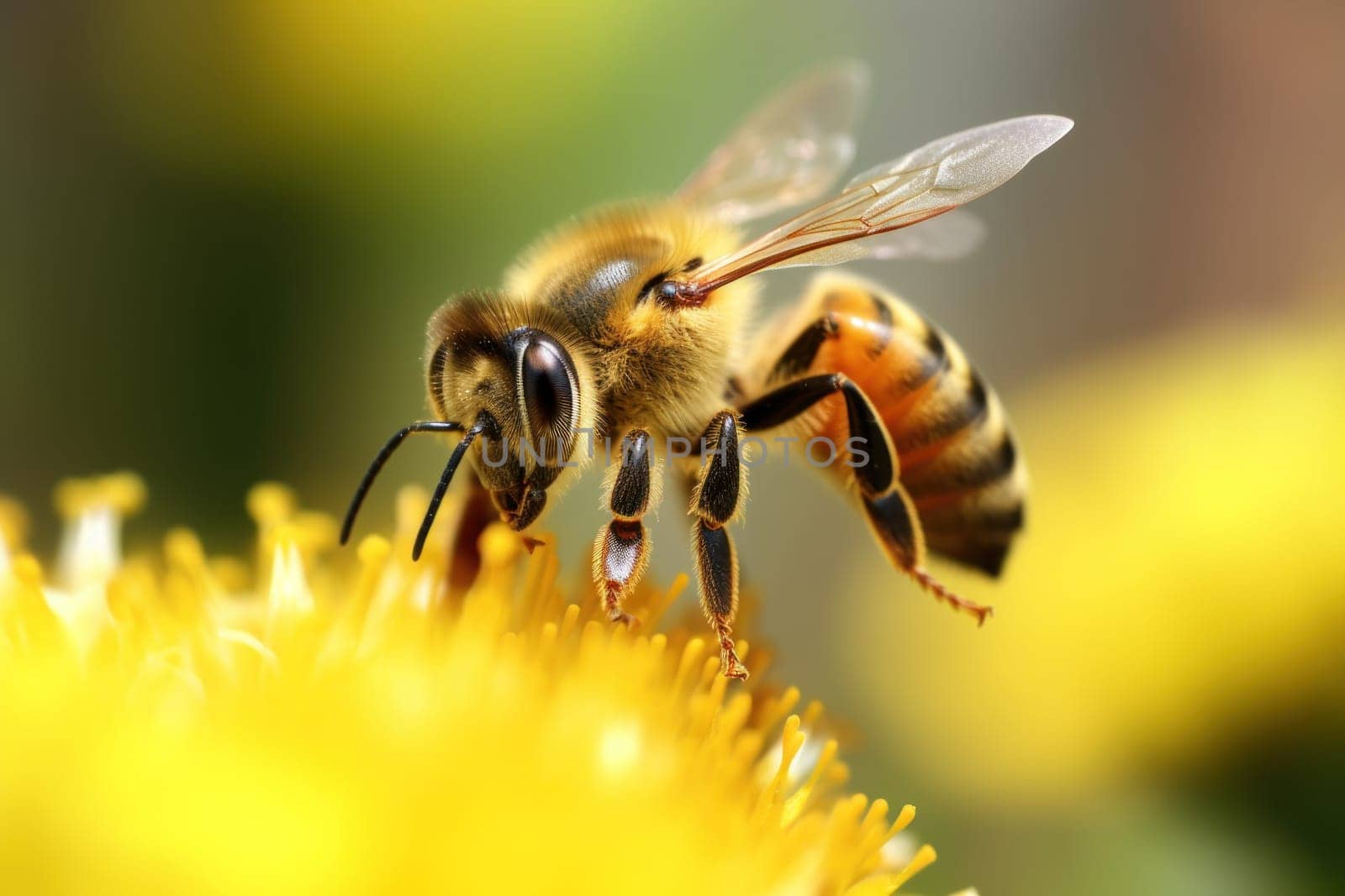 Honey, Close up product of honey and bee.