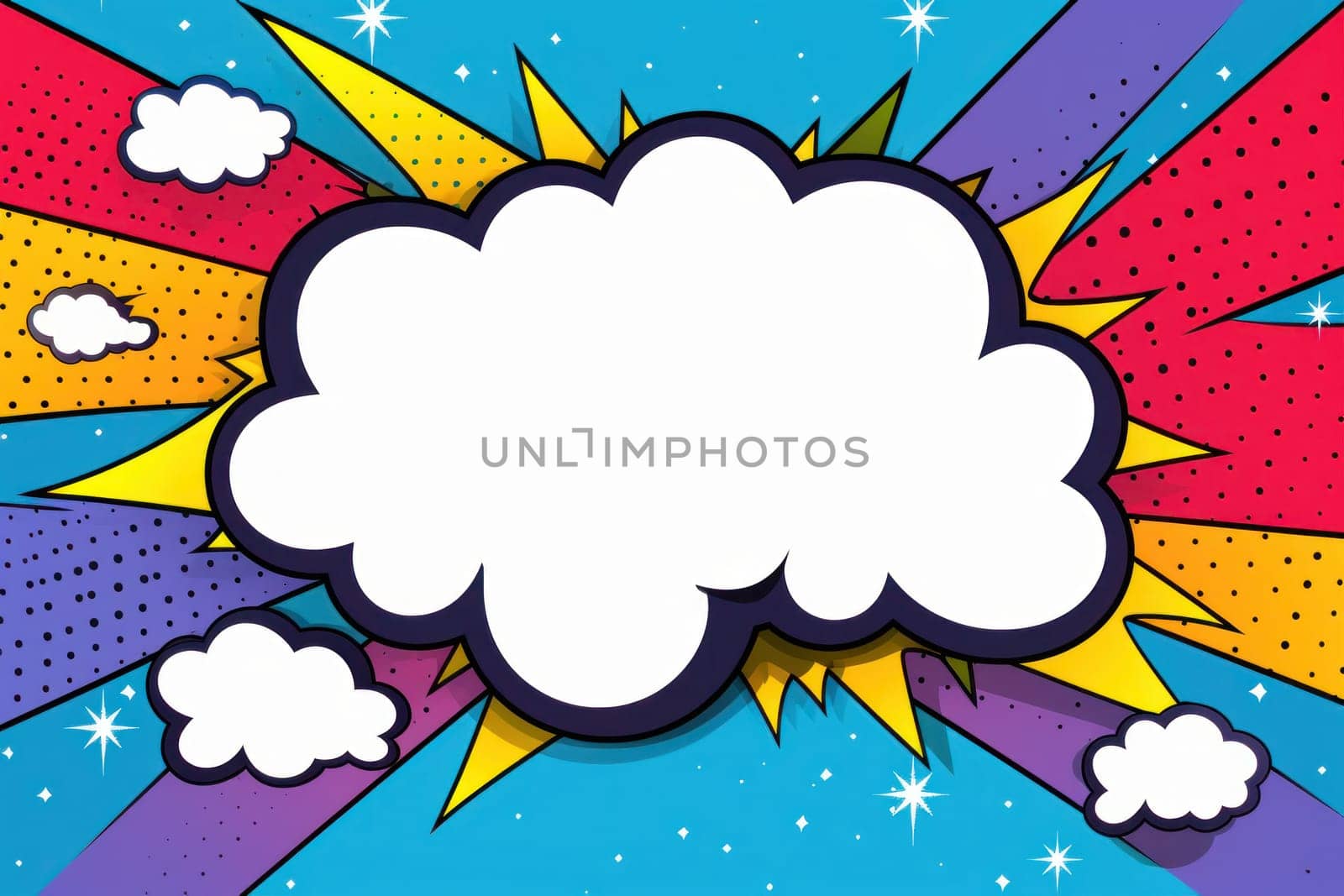 Speech bubble burst comic art illustration.