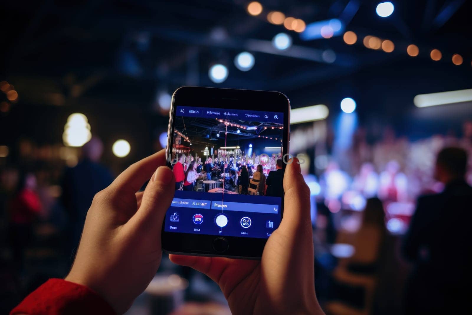 Friends live streaming a special event on social media, vlogger doing video live streaming.