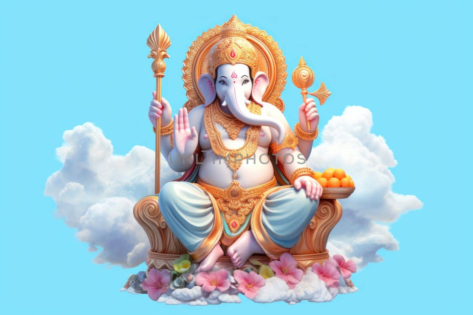 Illustration of Ganesh Chaturthi, the Hindu god Ganesha.