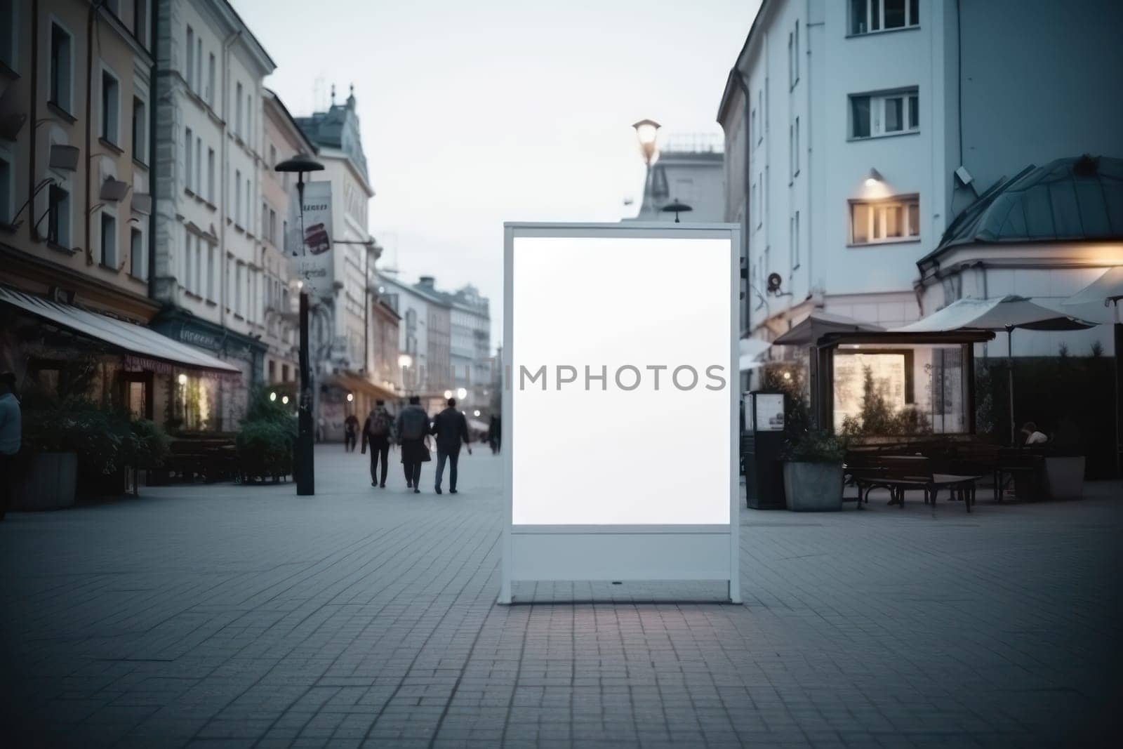 Blank billboard indoors outdoors, Generative AI.