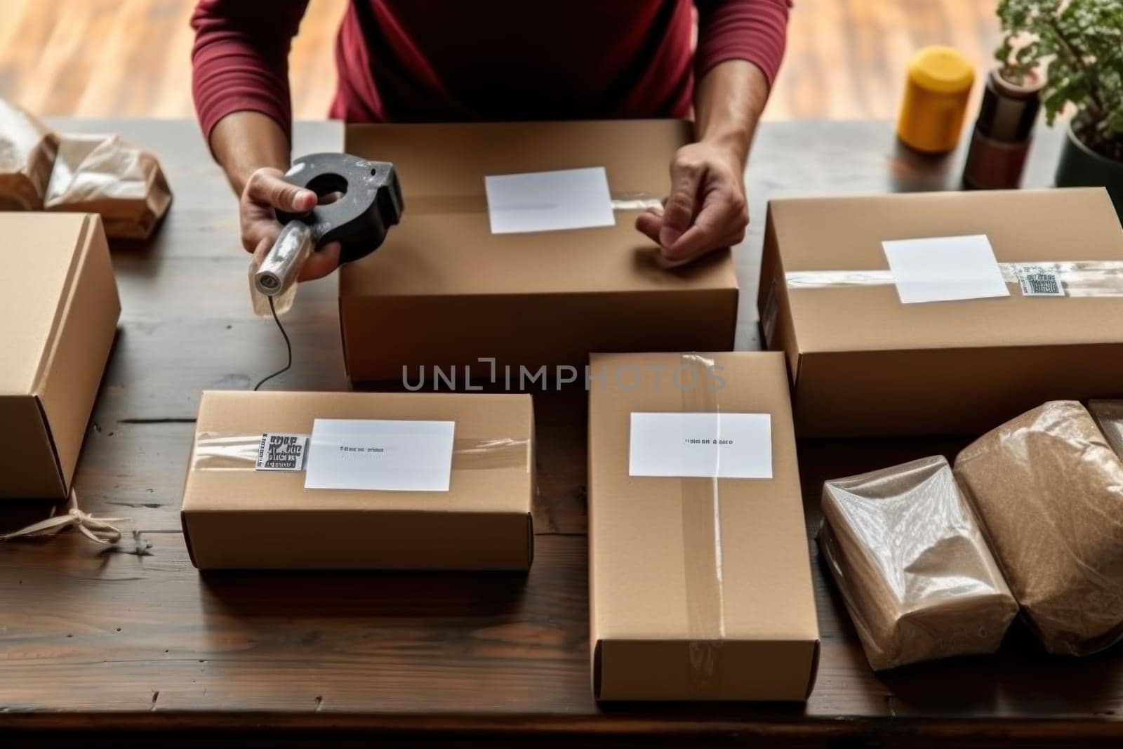 using stickers to label packages for shipping, Warehouse Documents Checklist, Drop shipping company, Generative AI.