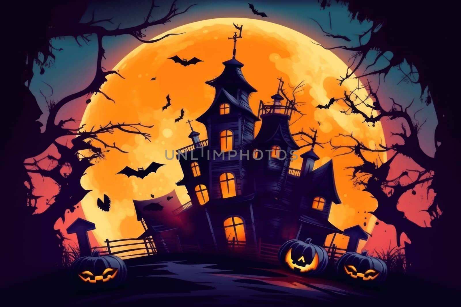 Halloween Event Happy Halloween Halloween spooky background scary pumpkins scene Generative AI.