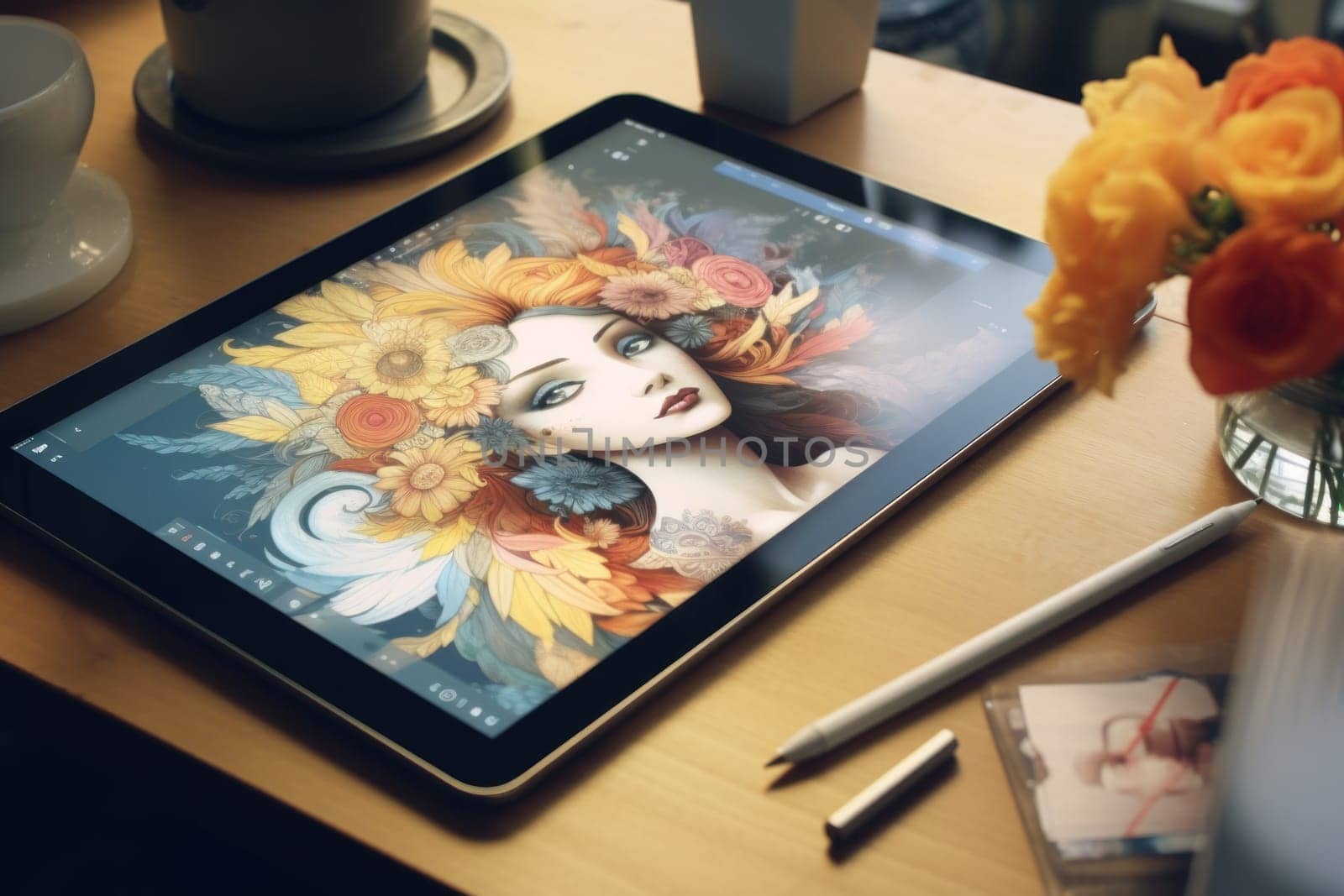 Close up of a Graphic Designer hand drawing on a digital tablet by nijieimu