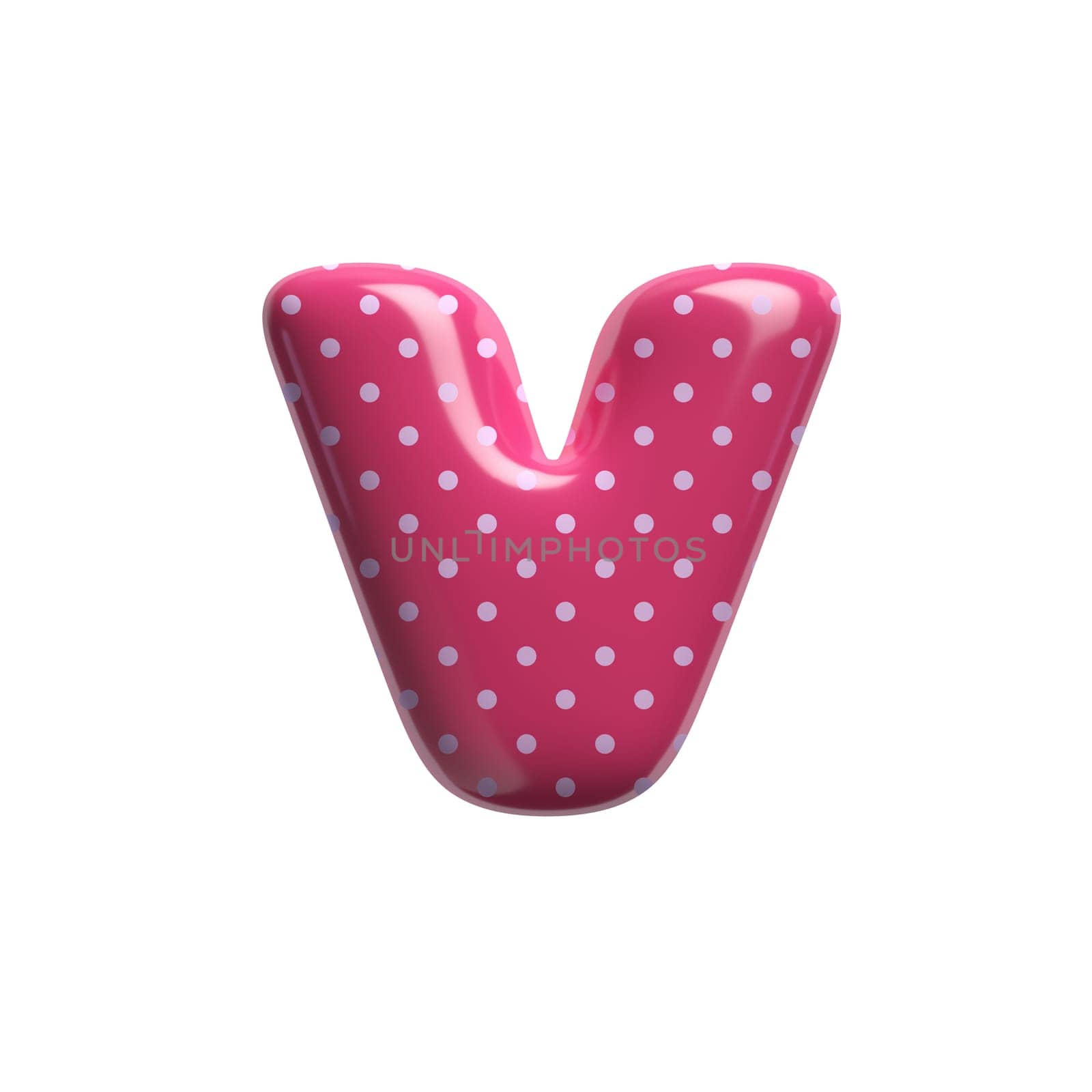 Polka dot letter V - Small 3d pink retro font - Suitable for Fashion, retro design or decoration related subjects by chrisroll
