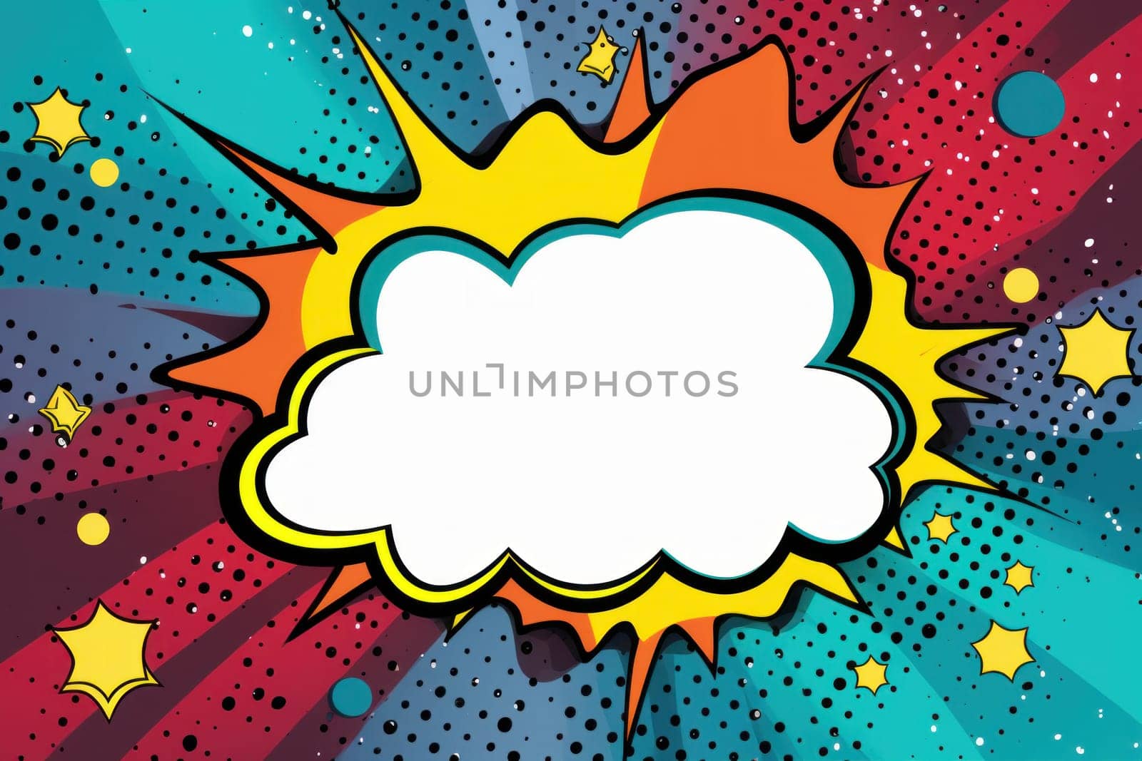 Speech bubble burst comic art illustration.