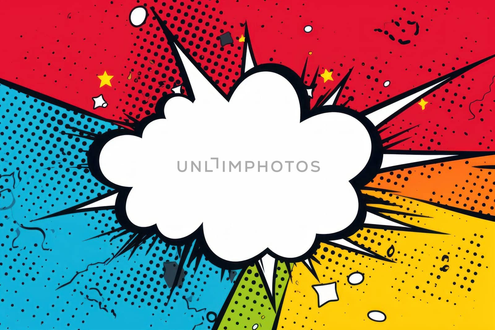 Speech bubble burst comic art illustration.