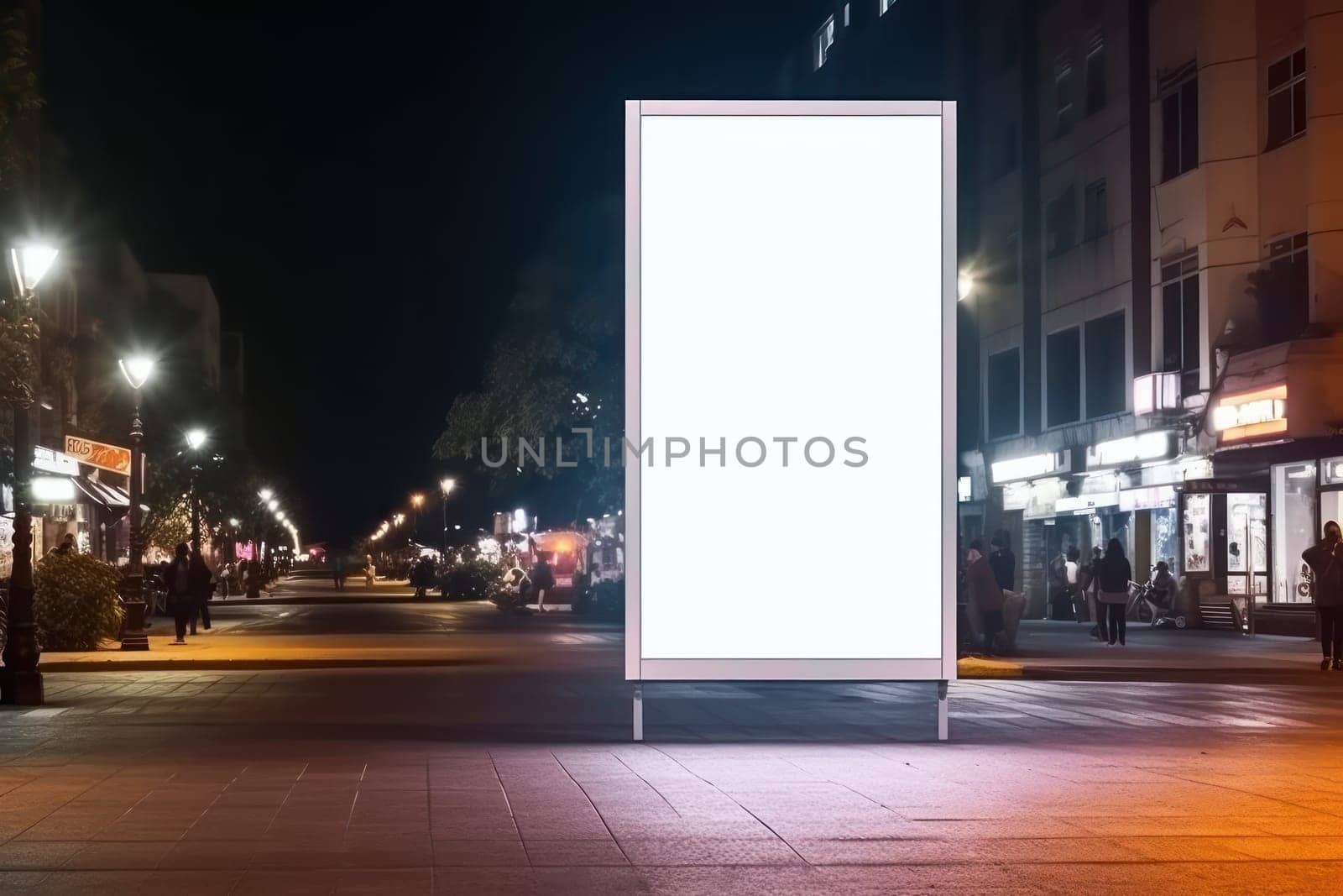 Blank billboard indoors outdoors, Generative AI.
