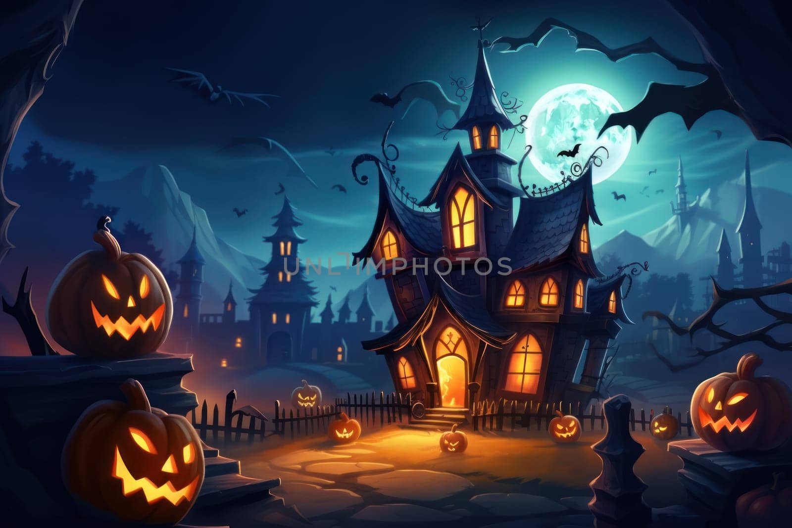 Halloween Event Happy Halloween Halloween spooky background scary pumpkins scene Generative AI.