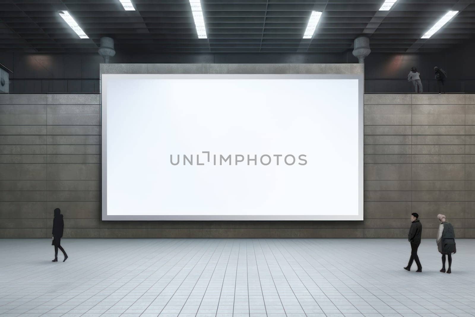 Blank billboard indoors outdoors, Generative AI.