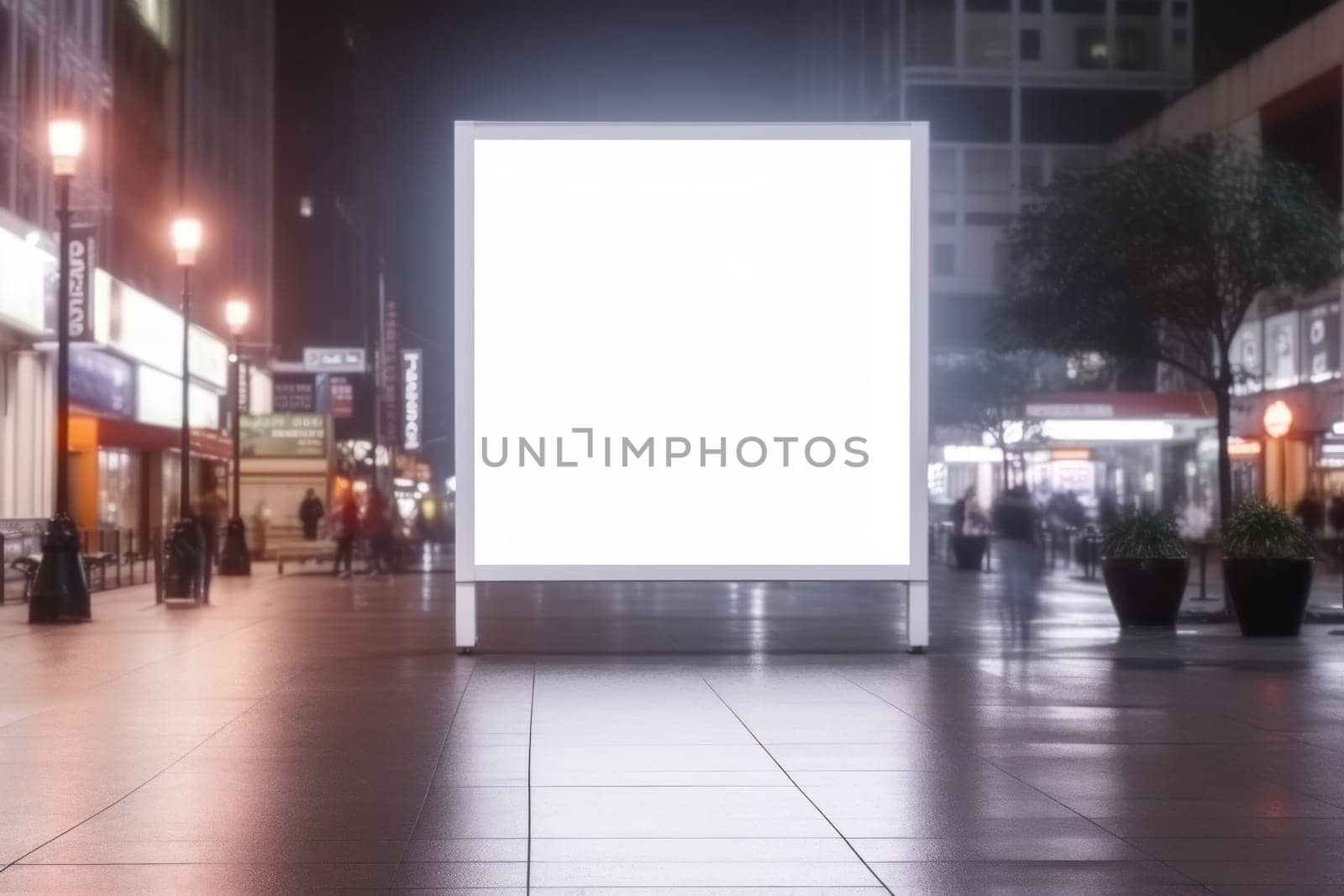 Blank billboard indoors outdoors, Generative AI.