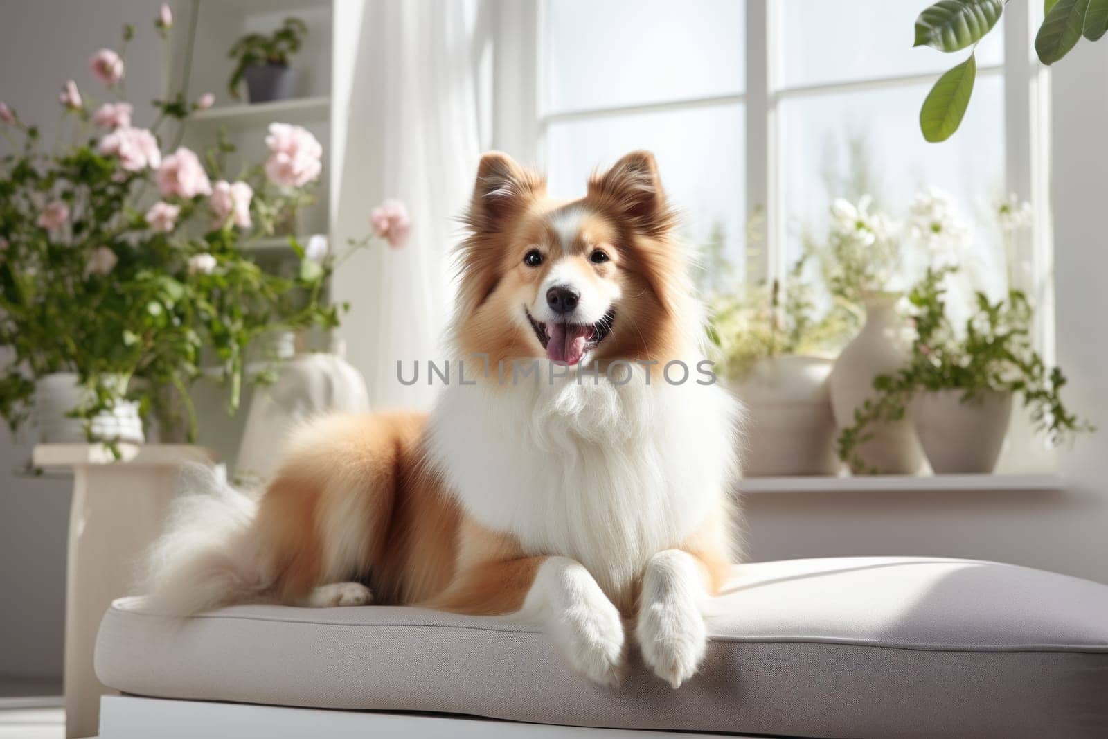 Photo of Dog in Modern living room interior.