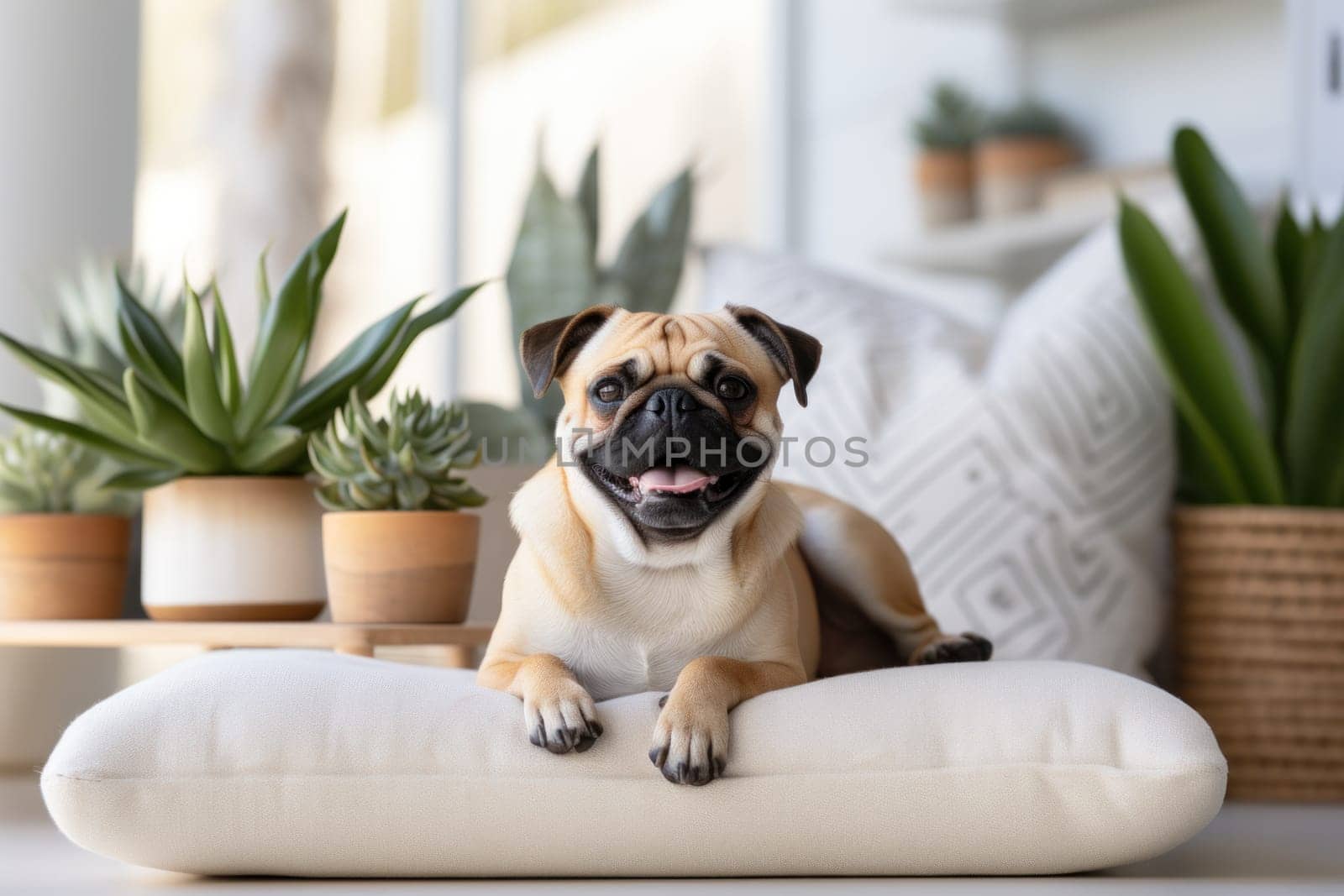 Photo of Dog in Modern living room interior.