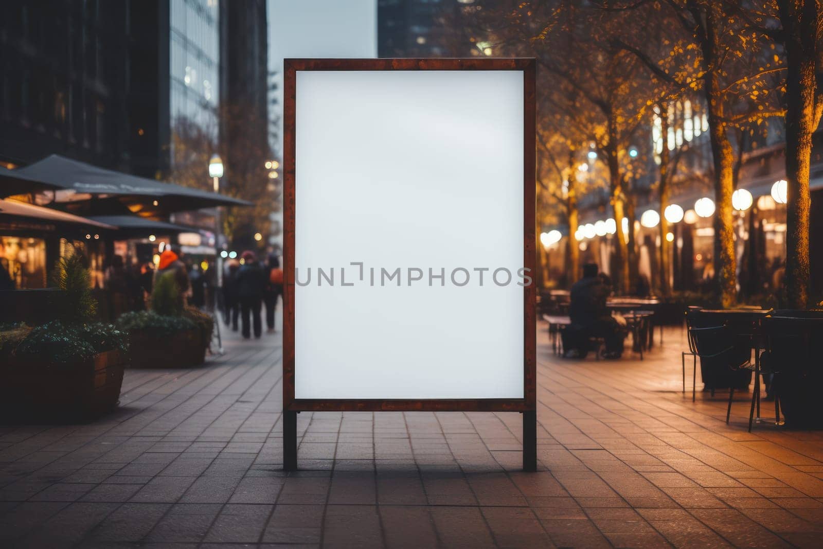 Blank billboard indoors outdoors, Generative AI.