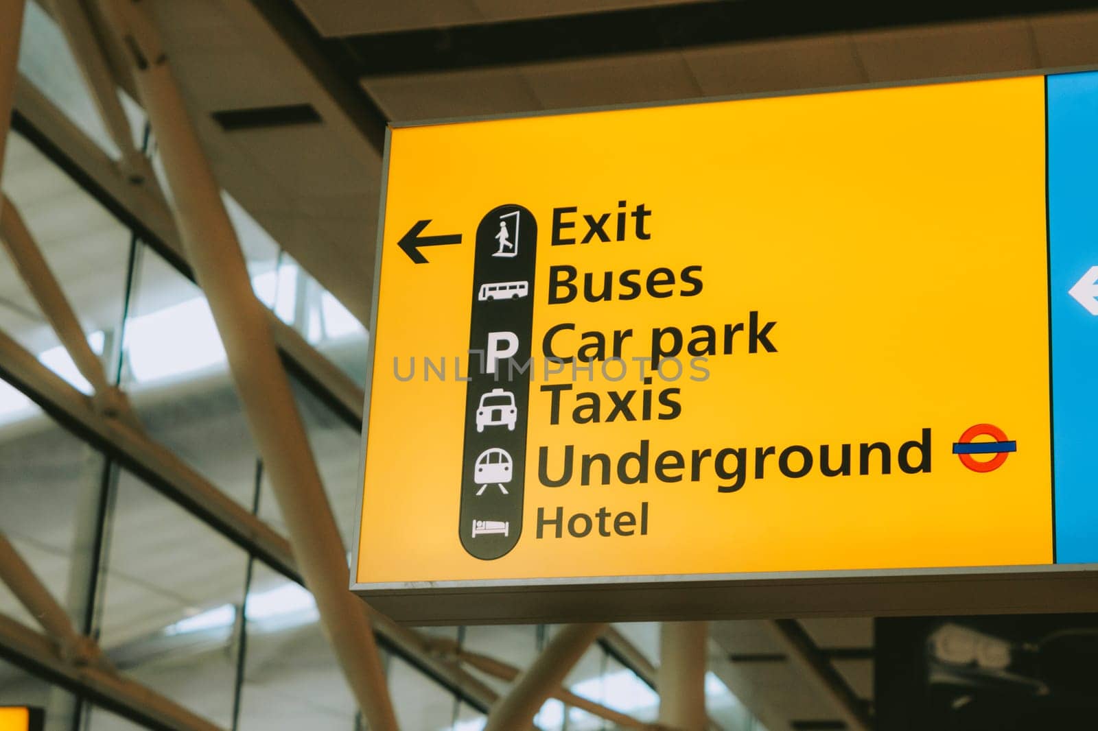 Close-up of a sign at Heathrow airport
