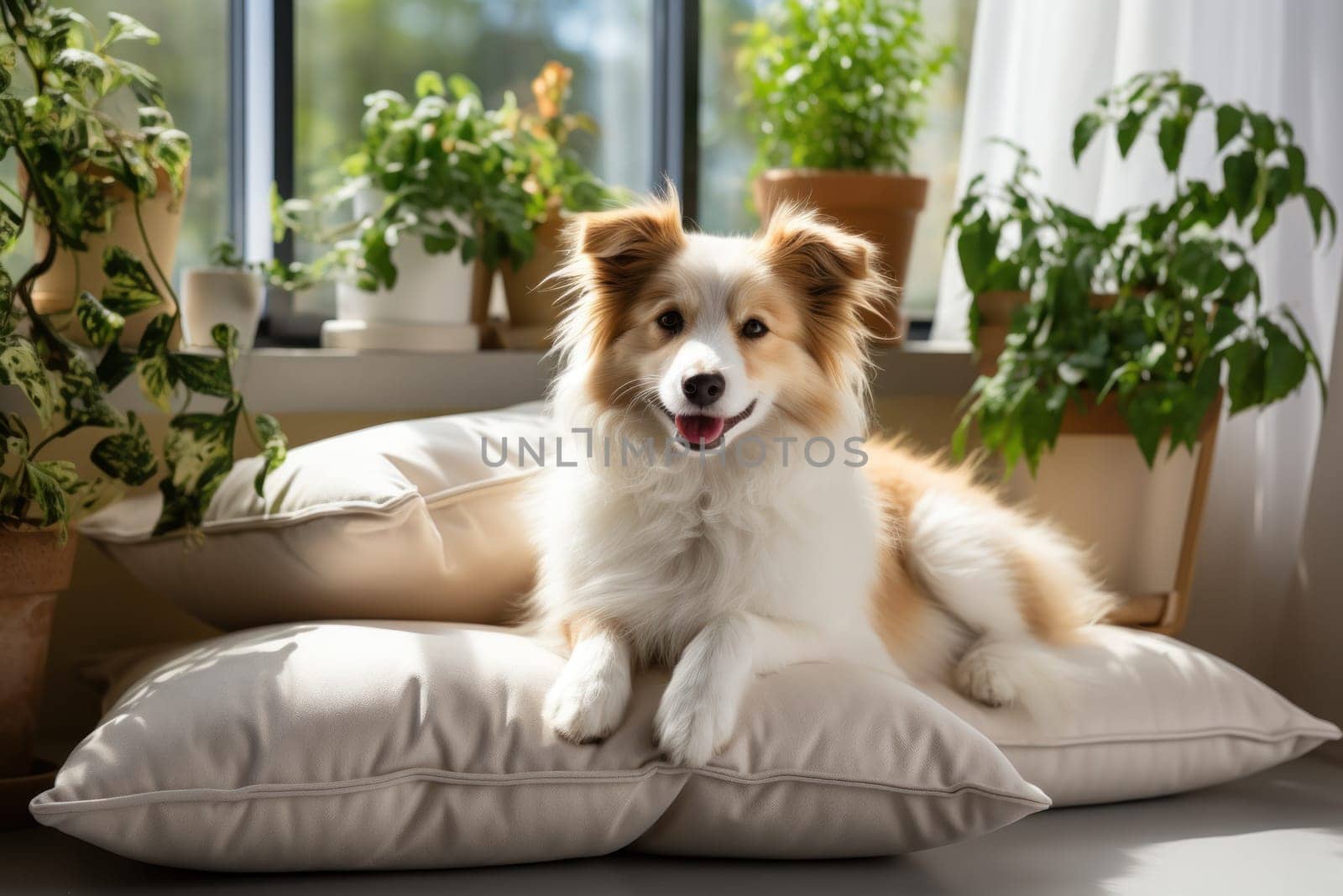 Photo of Dog in Modern living room interior.