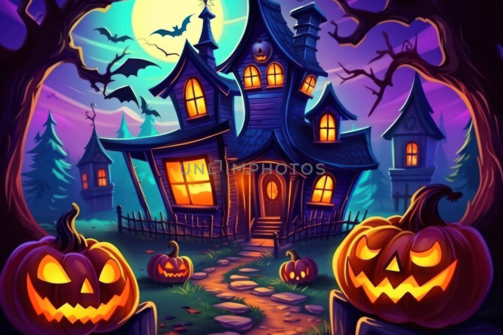 Halloween Event Happy Halloween Halloween spooky background scary pumpkins scene Generative AI.