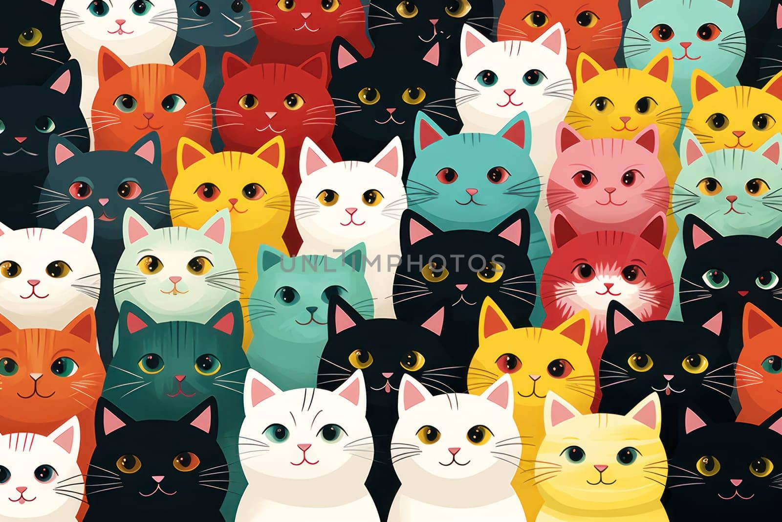 Cats seamless pattern wallpaper Generative AI.