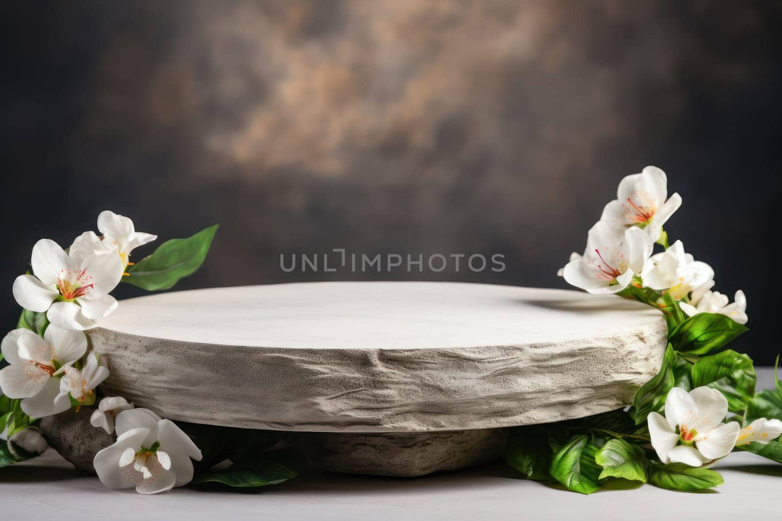 display podium with nature background, Generative AI.