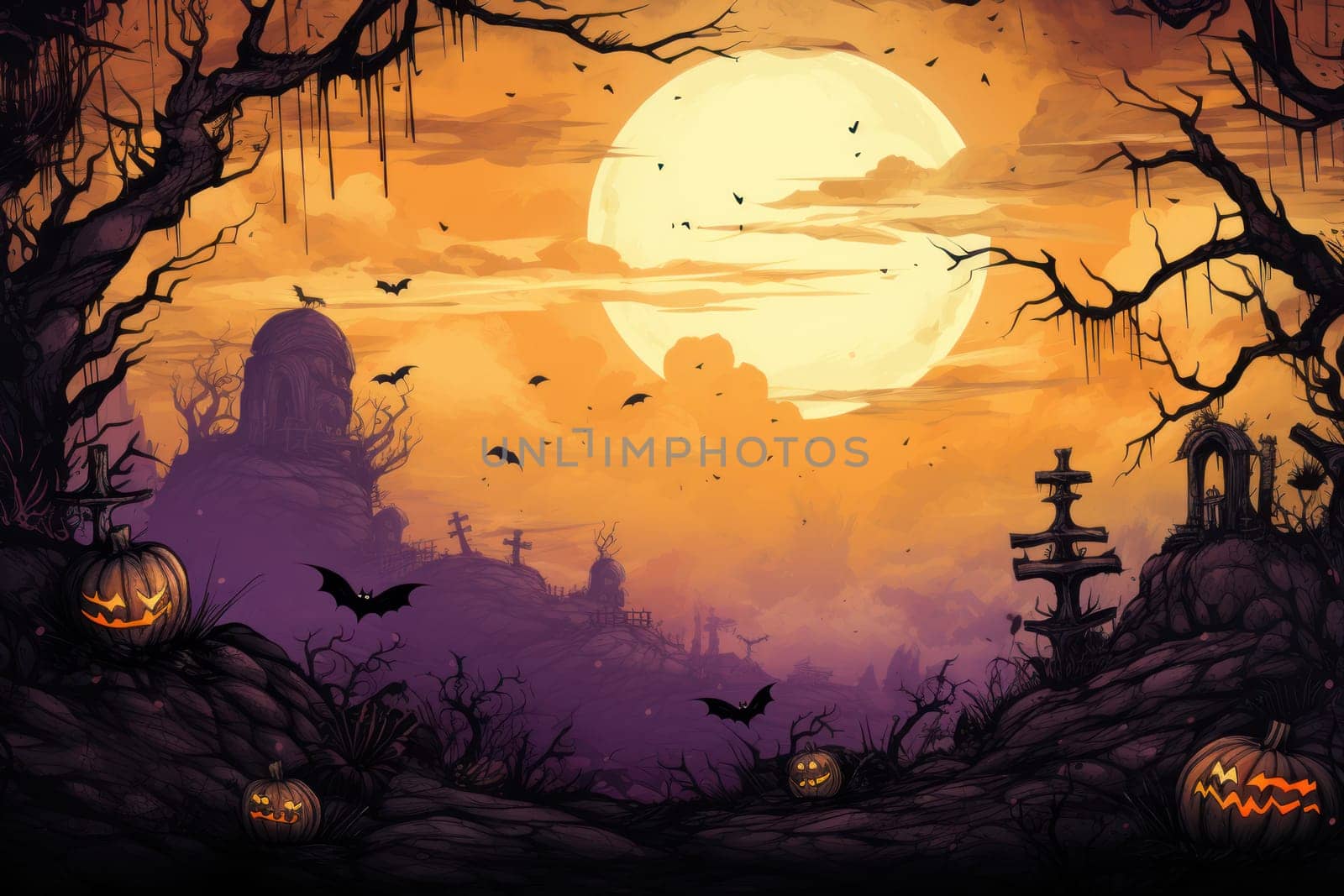 Halloween Day on the abstract background.