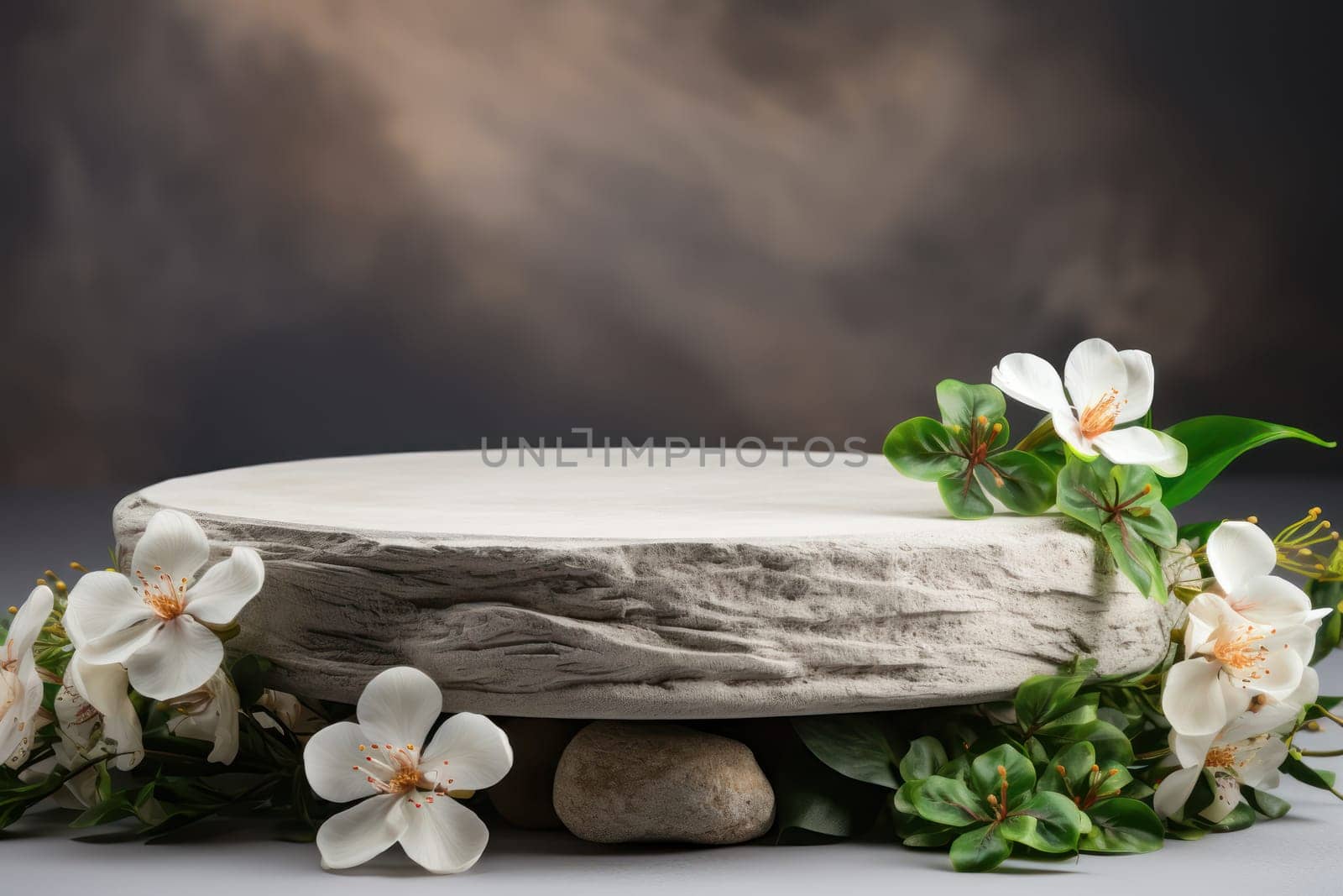 display podium with nature background, Generative AI.