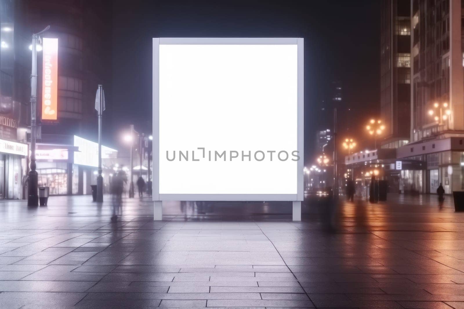 Blank billboard indoors outdoors, Generative AI.