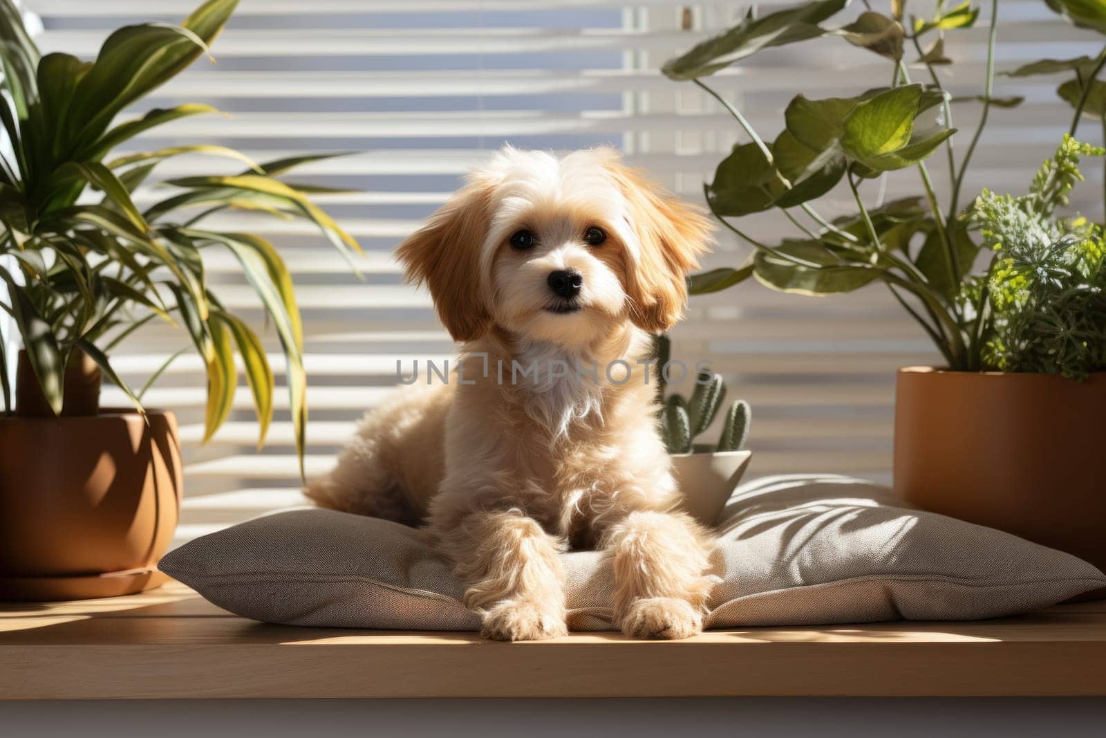 Photo of Dog in Modern living room interior.