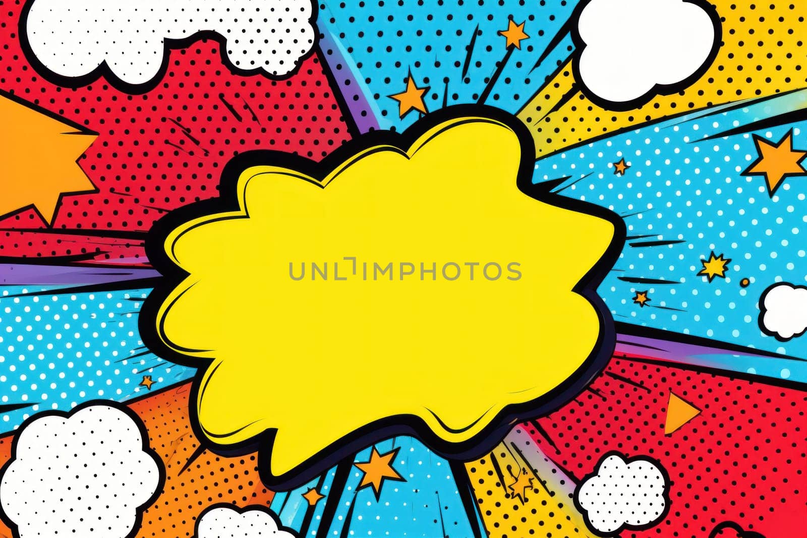Speech bubble burst comic art illustration.