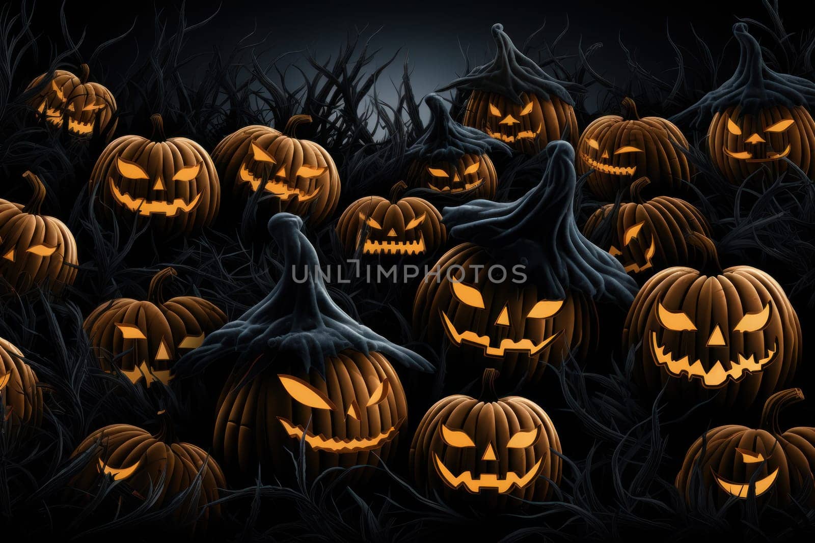 Halloween Event Happy Halloween Halloween spooky background scary pumpkins scene Generative AI.