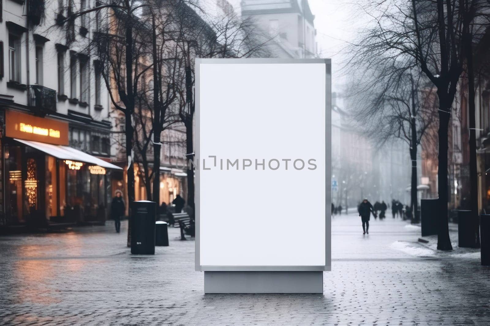 Blank billboard indoors outdoors, Generative AI.
