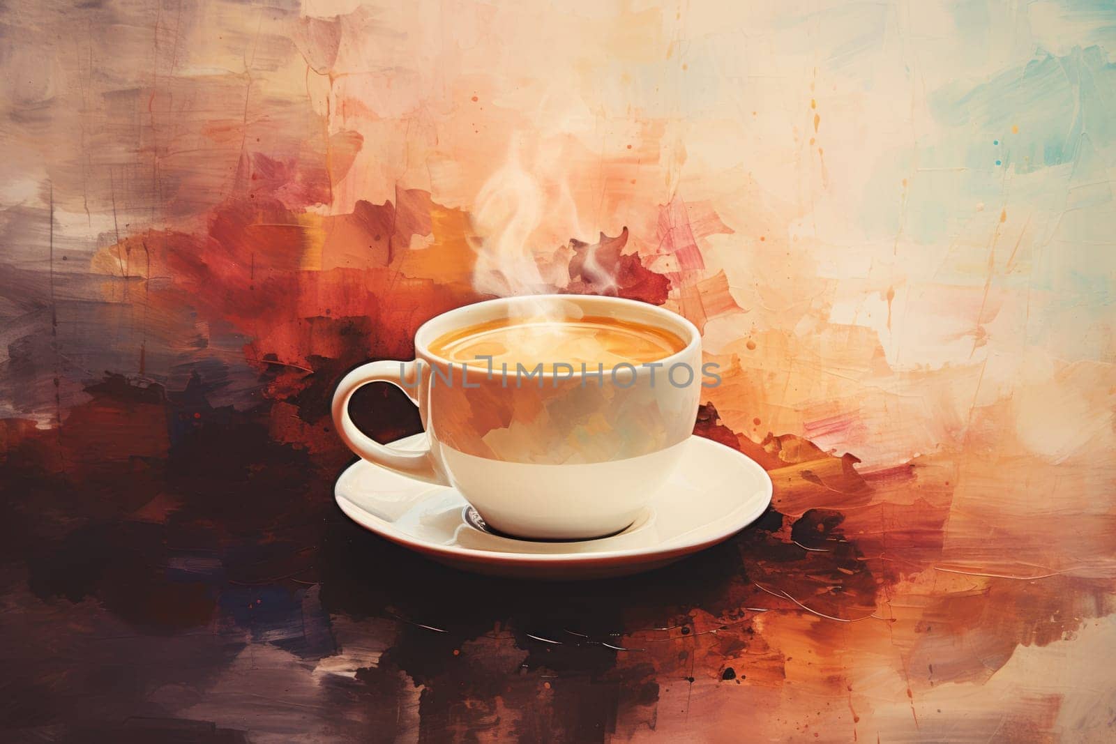 Cup of coffee poster design abstract background.