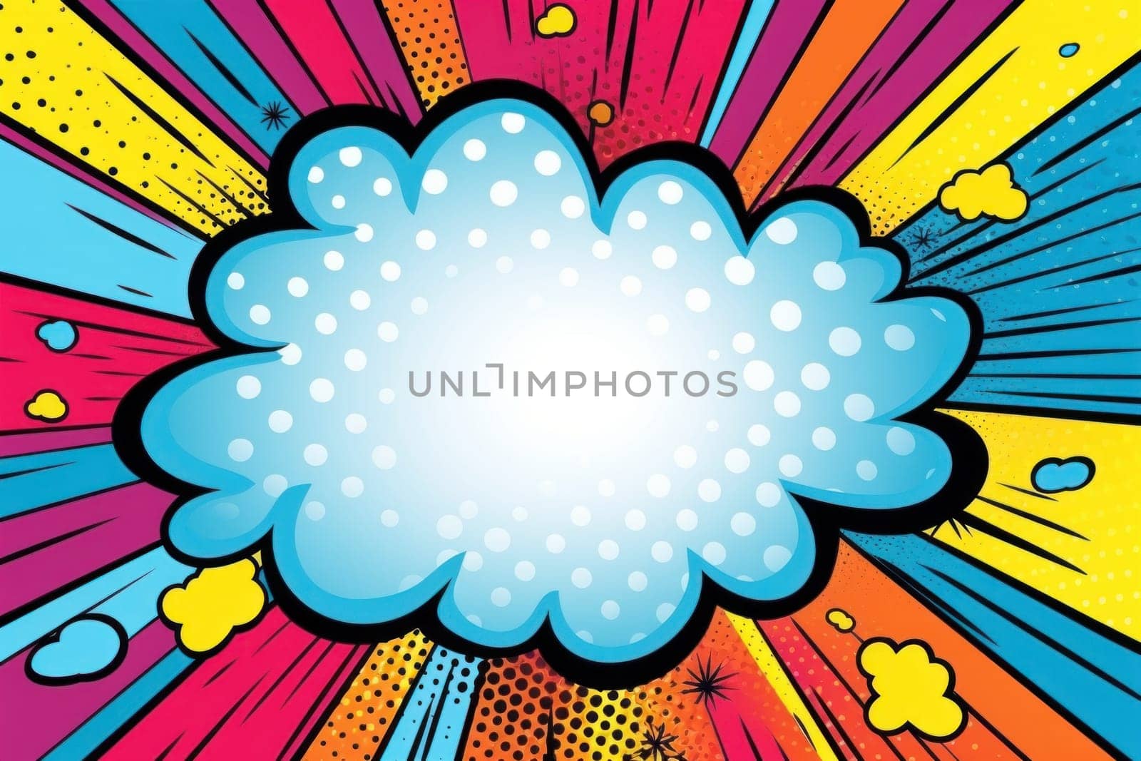Speech bubble burst comic art illustration.