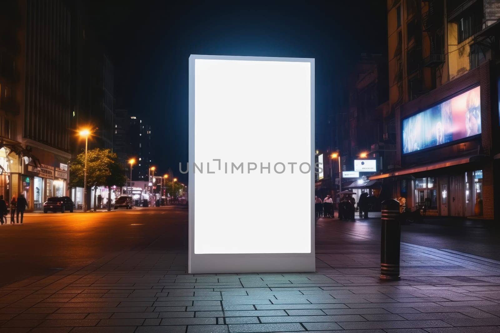 Blank billboard indoors outdoors, Generative AI.