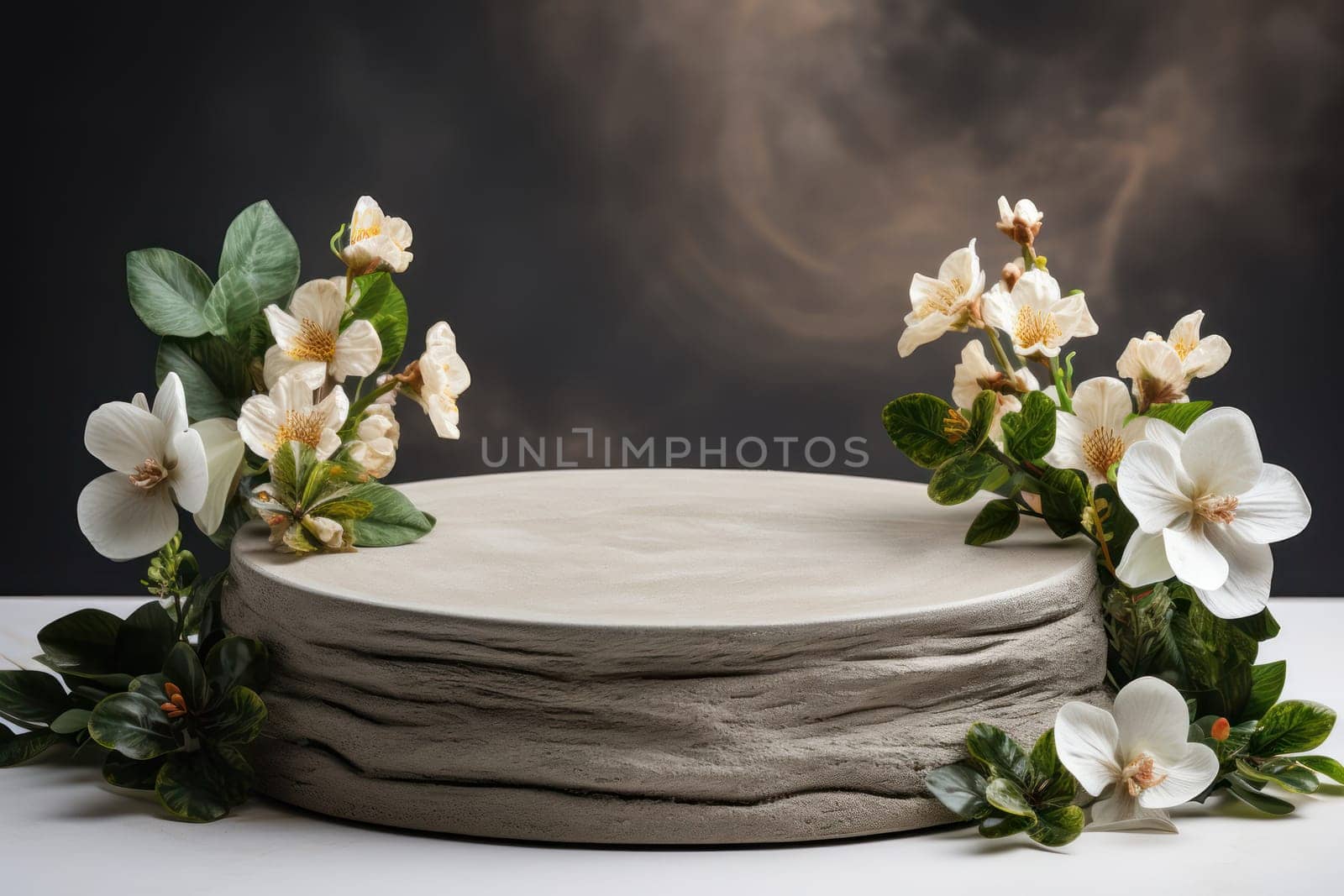 display podium with nature background, Generative AI.