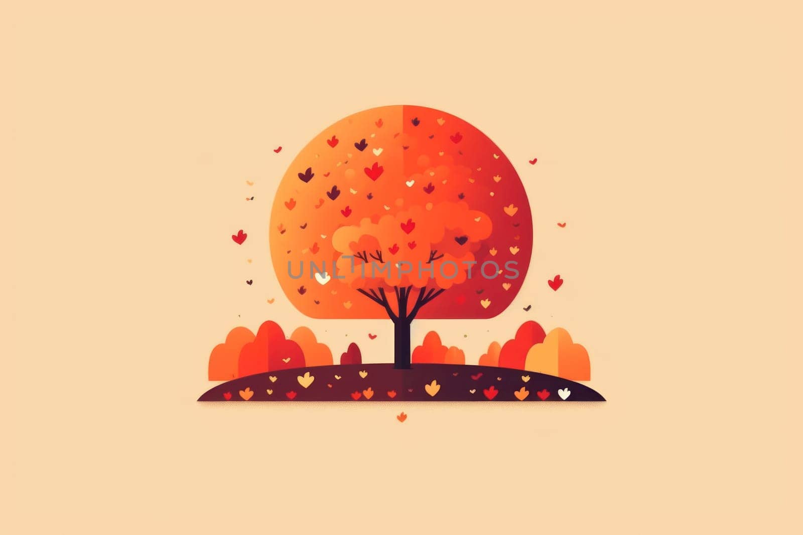 Simple flat Design of autumn Generative AI.
