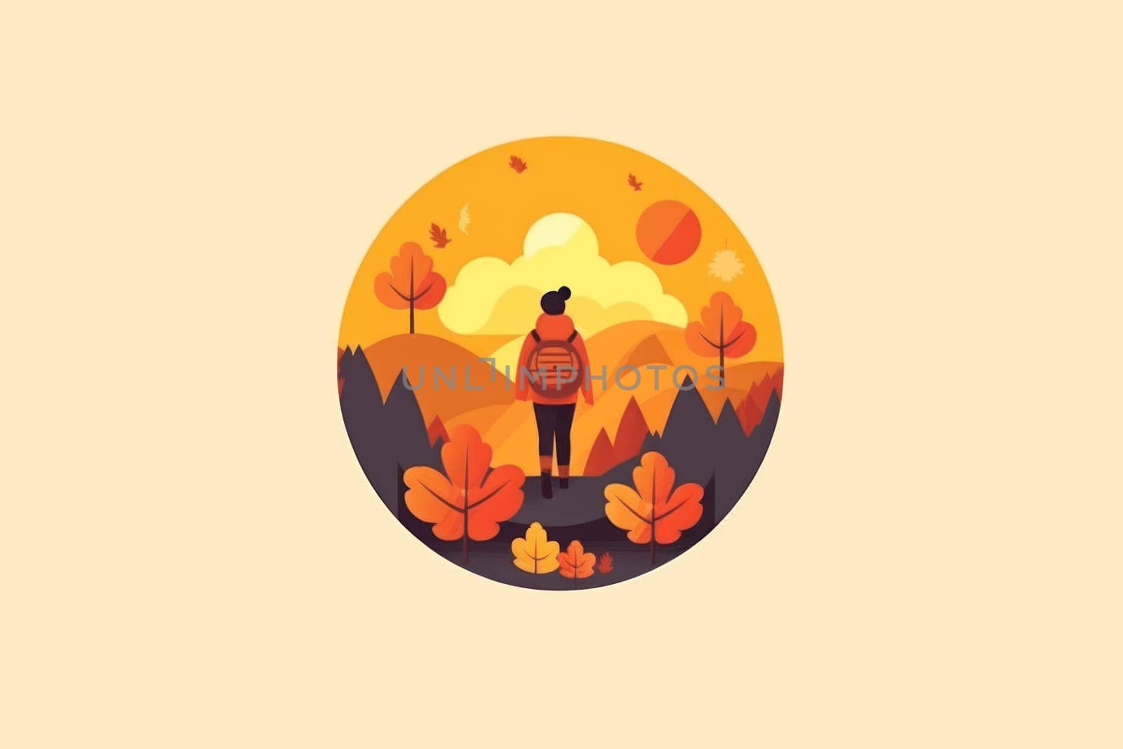 Simple flat Design of autumn Generative AI.